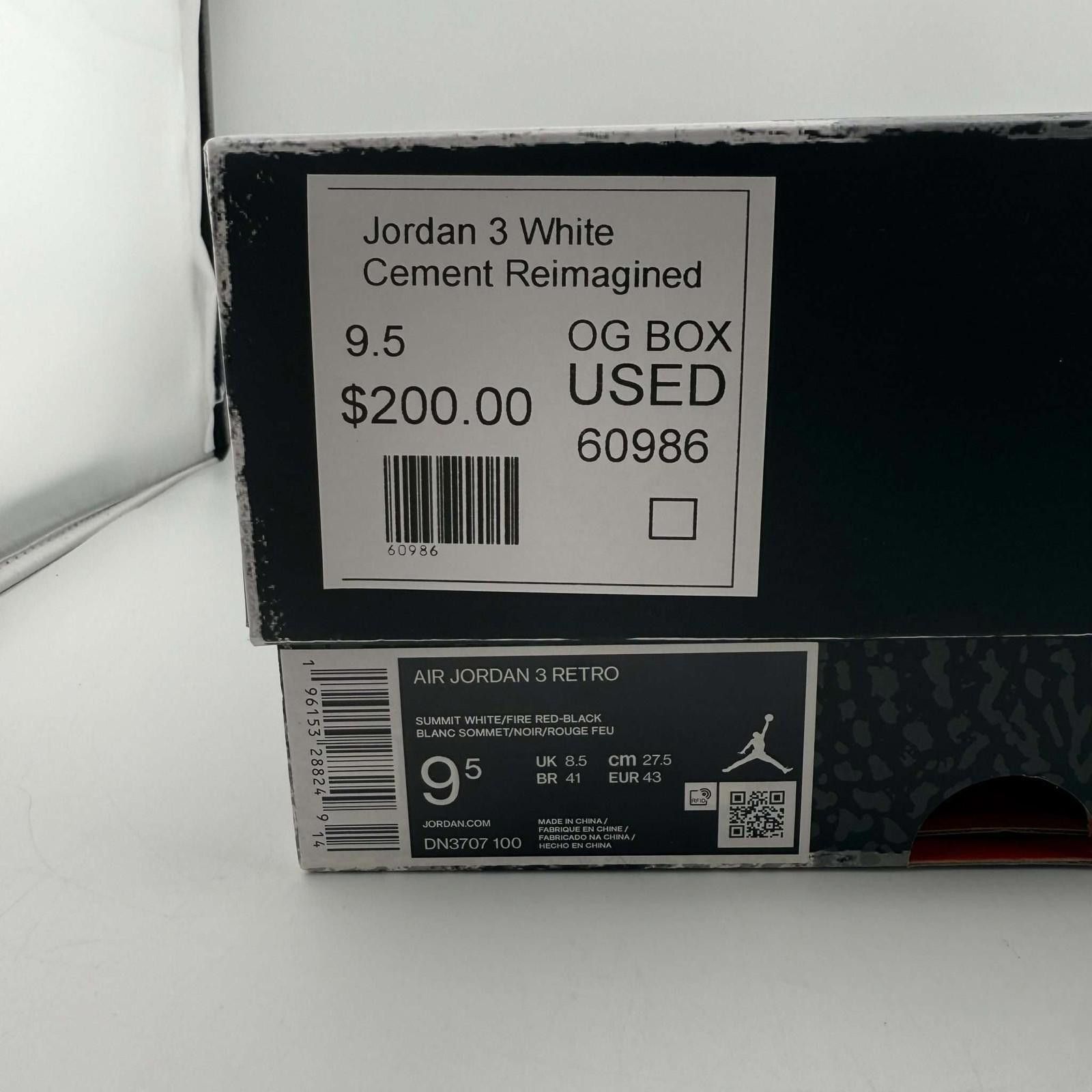 Nike og box Jordan 3 White Cement Reimagined 9.5 Used OG Box Size US 9.5 / EU 42-43 - 9 Thumbnail