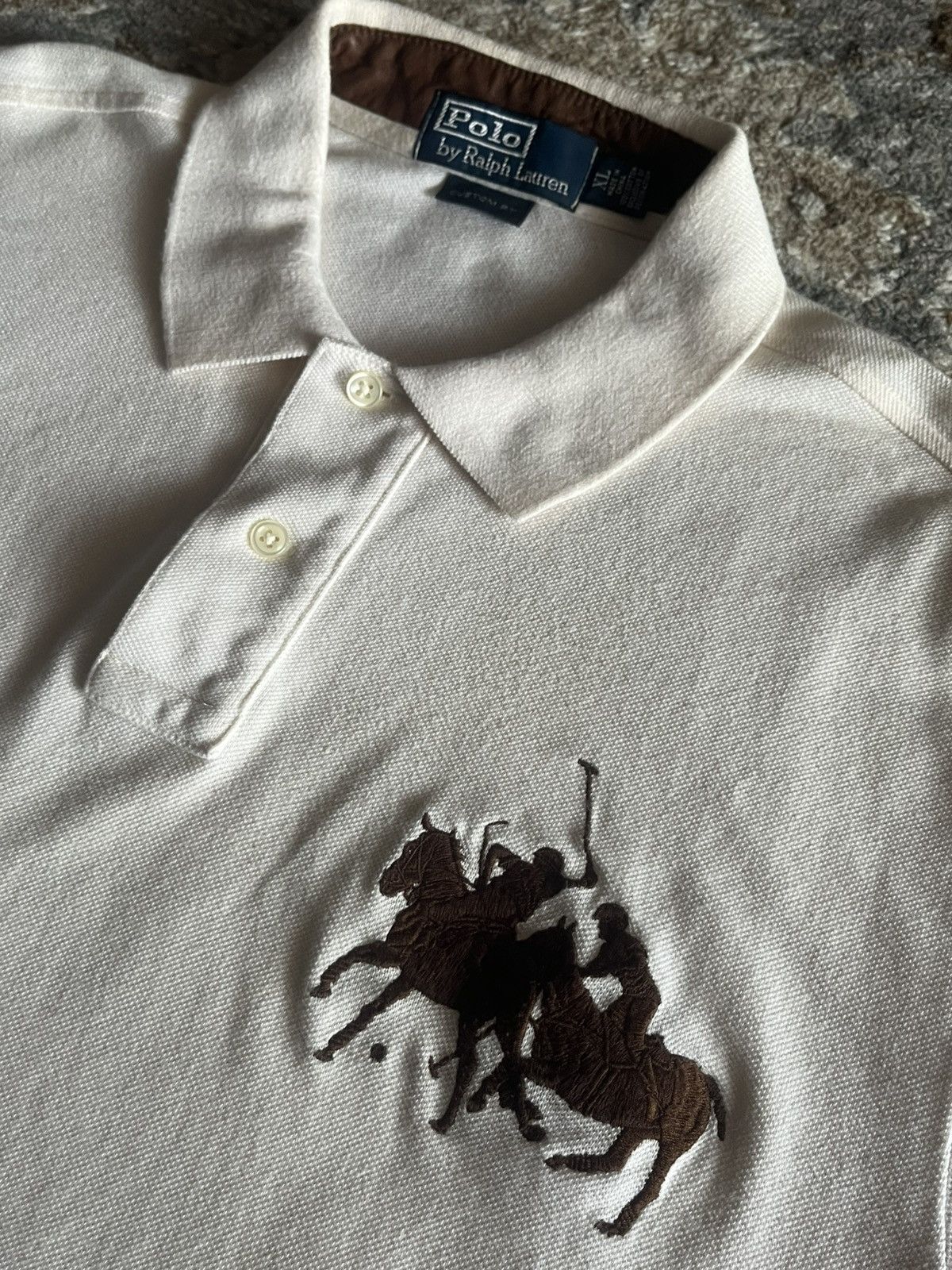 Polo Ralph Lauren OFF WHITE COLOR POLO EQUESTRIAN PONY RARE LEATHER TRIM POLO Size US XL / EU 56 / 4 - 3 Thumbnail