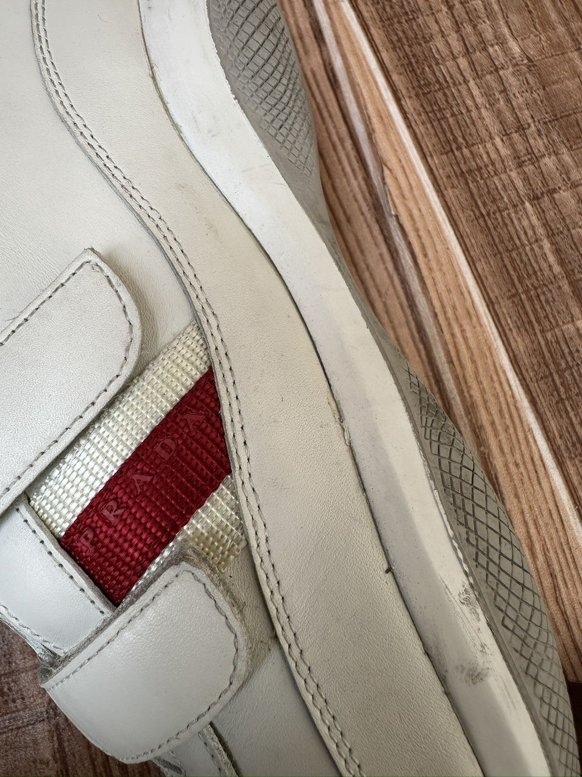 Prada Prada Americas Cup Velcro Straps Red Tab Leather Sneaks Size US 8.5 / EU 41-42 - 14 Thumbnail
