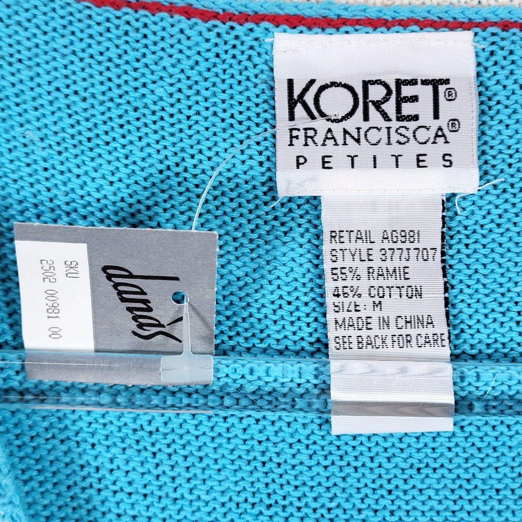 Vintage Vtg Koret Vest Shirt Women PM Blue Sailboat Plaid Knit Beaded Embroidered V-Neck Sleeveless Cardigan Casual Travel Surf Nautical 90s Size M / US 6-8 / IT 42-44 - 4 Thumbnail