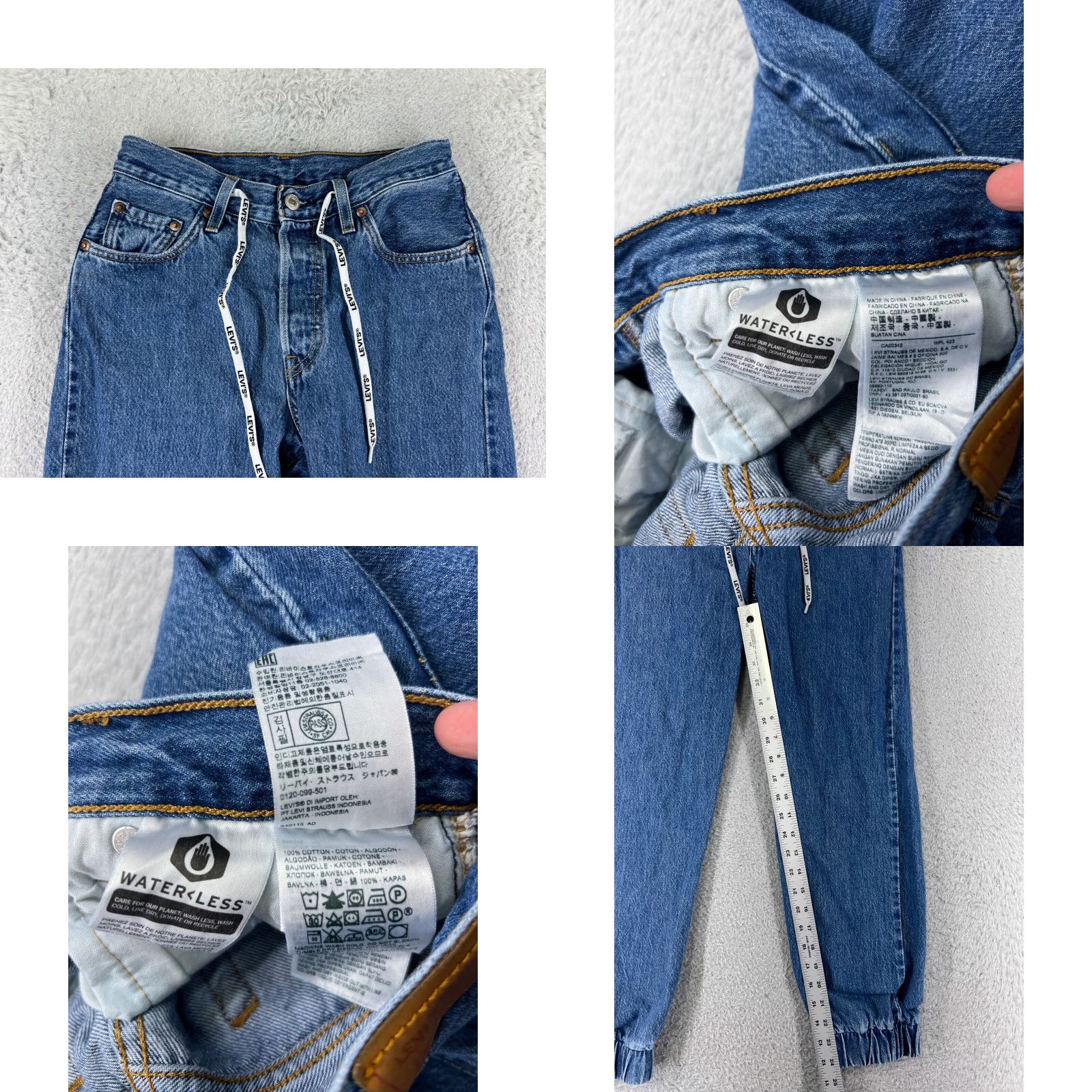 Levi's Levi's Jeans 501 Blue Denim Jeans Jogger 25x24 Regular 5-Pocket USA Button Drawstring Medium Wash Size US 26 / EU 42 - 8 Thumbnail