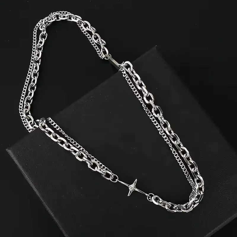 Jewelry Double Chain Cross Necklace Size ONE SIZE - 3 Thumbnail