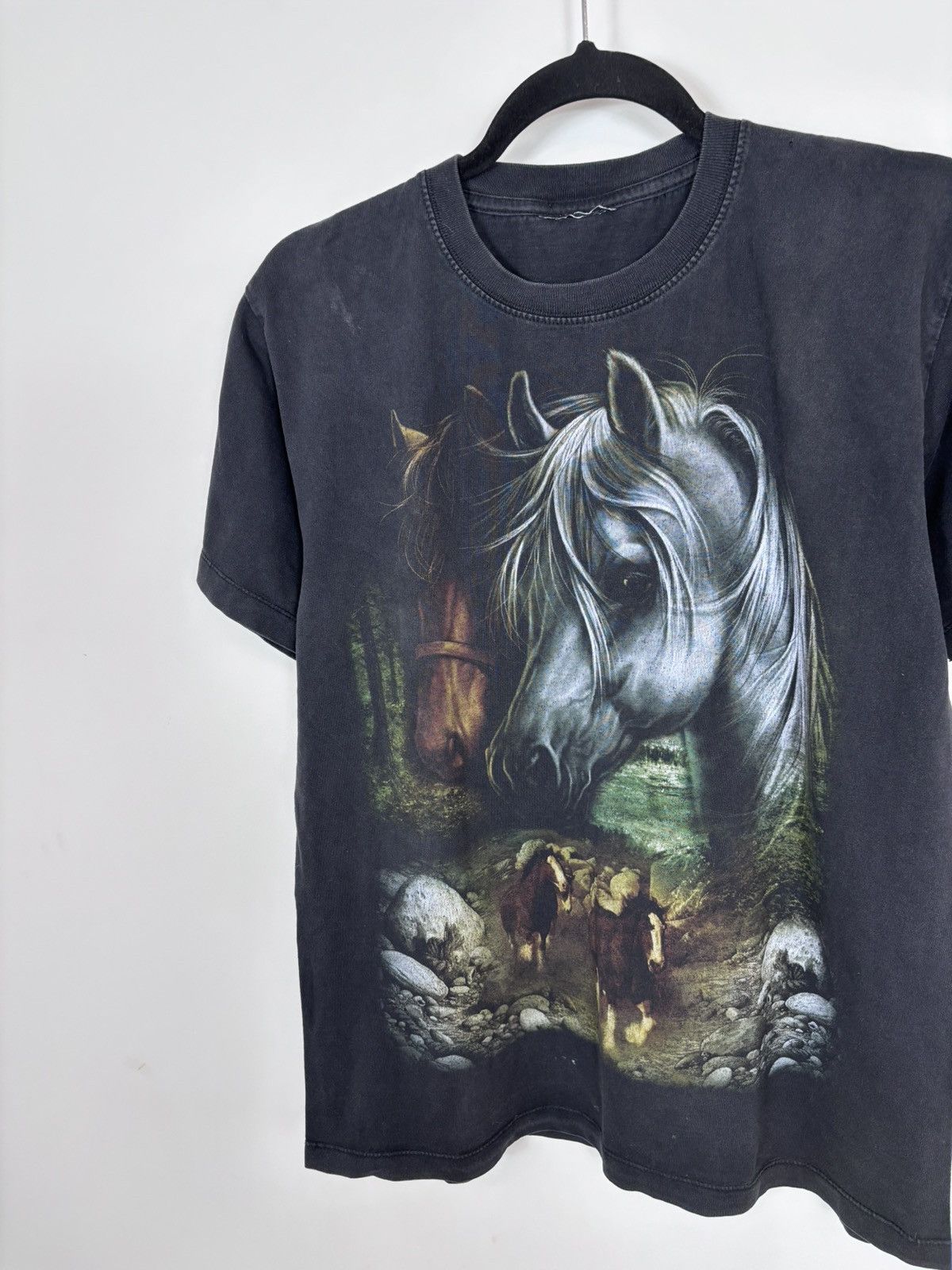 Vintage Vintage Animals Big Horses Nature Logo Black T-Shirt Tee Size US M / EU 48-50 / 2 - 7 Thumbnail