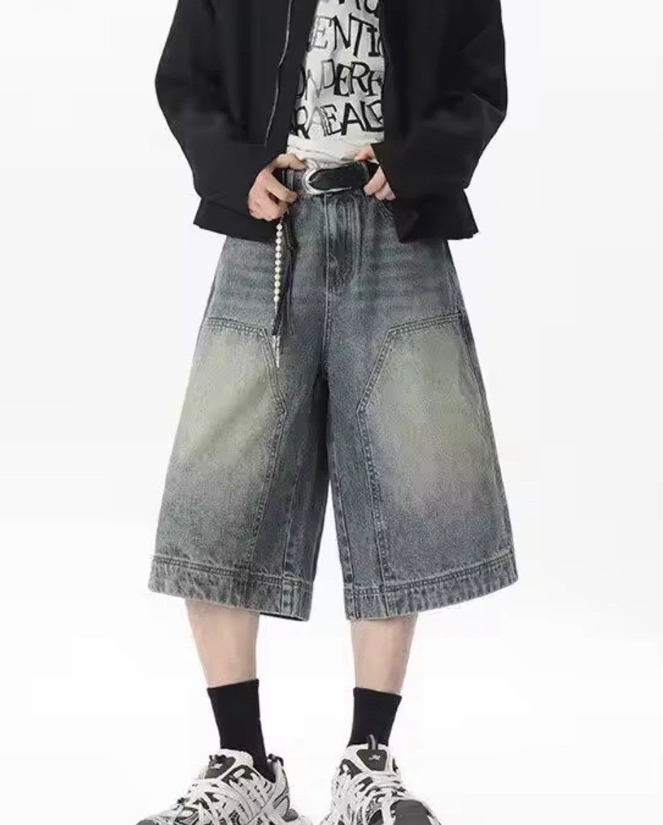 Japanese Brand Double knee Denim Jorts Vintage Style Baggy Hip Hop Party Size US 31 - 8 Thumbnail