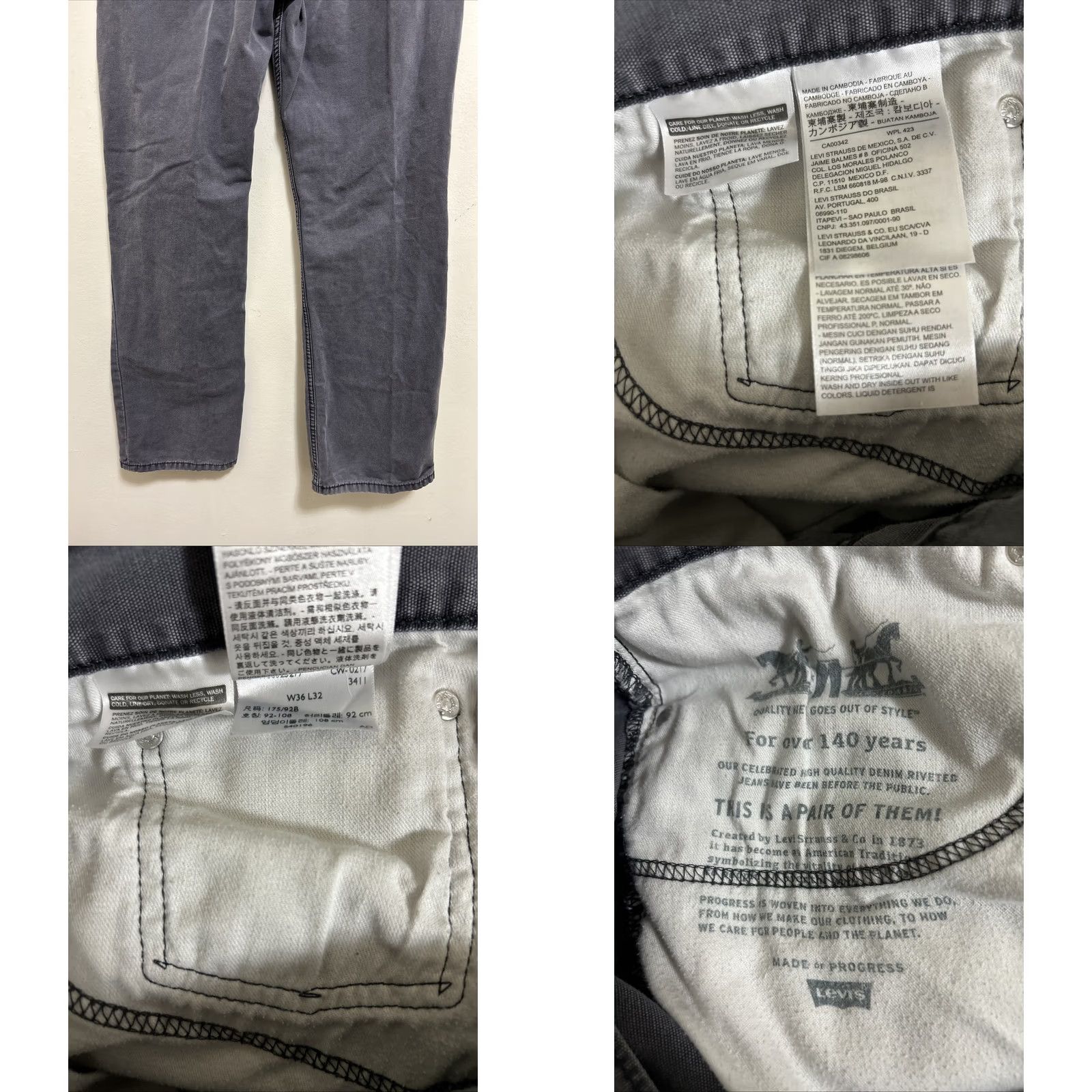 Levi's Levi's Jeans 514 Mens 36x32 Gray Denim 5-Pocket Straight Fit Regular Waist Inseam 32 Theme Outdoor Vintage No Black Label? Size US 36 / EU 52 - 8 Thumbnail