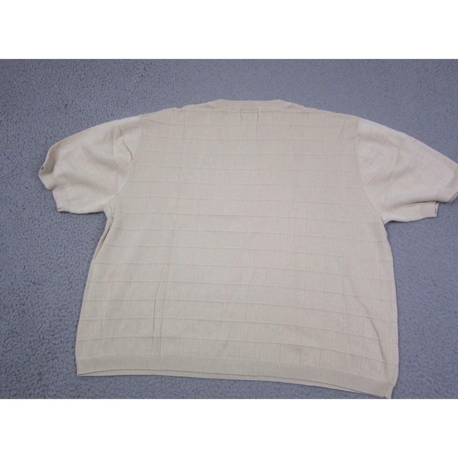 Vintage Vintage Cezani Sweater Mens Large Creme Silk Cotton Windowpane Knit Short Sleeve Size US L / EU 52-54 / 3 - 7 Thumbnail