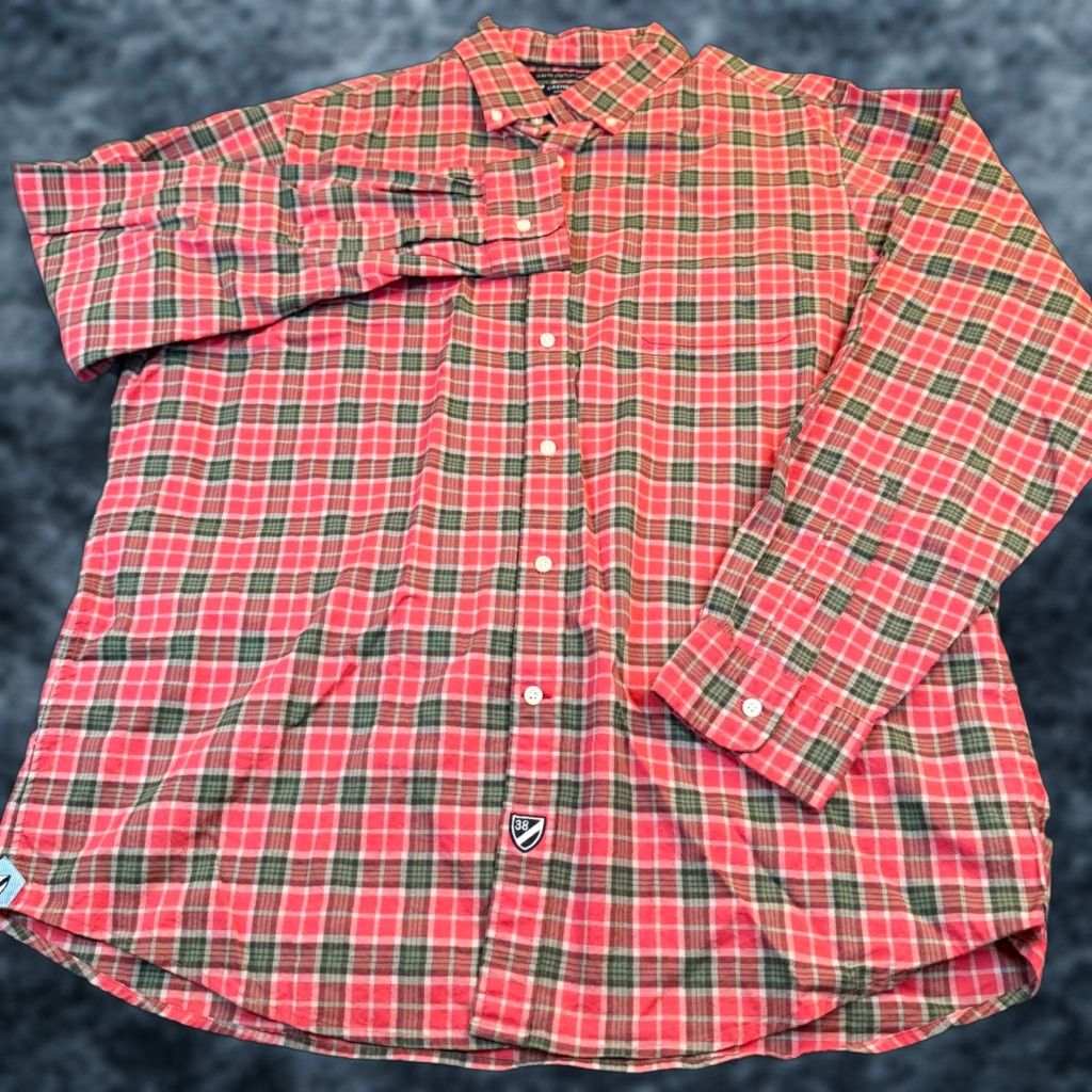 Cremieux Cremieux Shirt Mens XL Slim Fit Stretch Oxford Plaid Button-Down Red Multicolor University Preppy Casual Business Size US XL / EU 56 / 4 - 1 Thumbnail