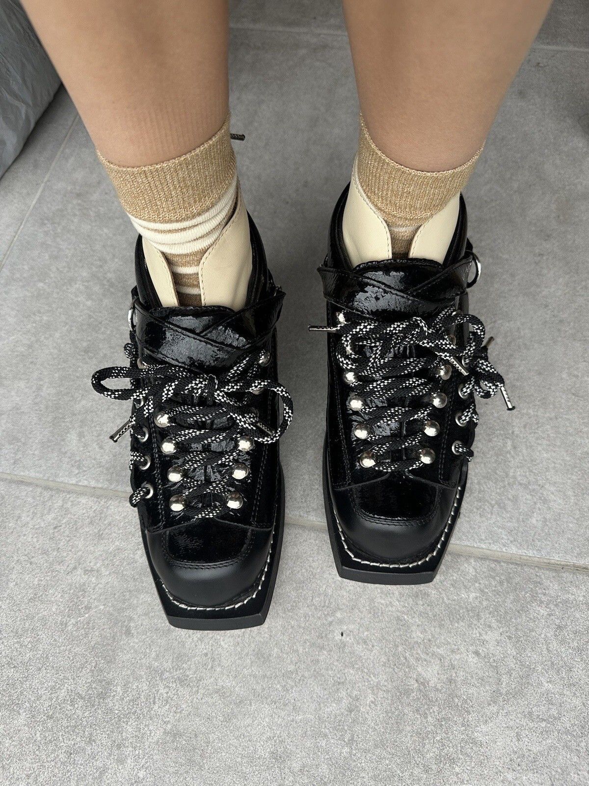 Acne Studios Acne Studios Patent Leather Mountaineering HEIDE Boots Size US 8 / IT 38 - 9 Thumbnail