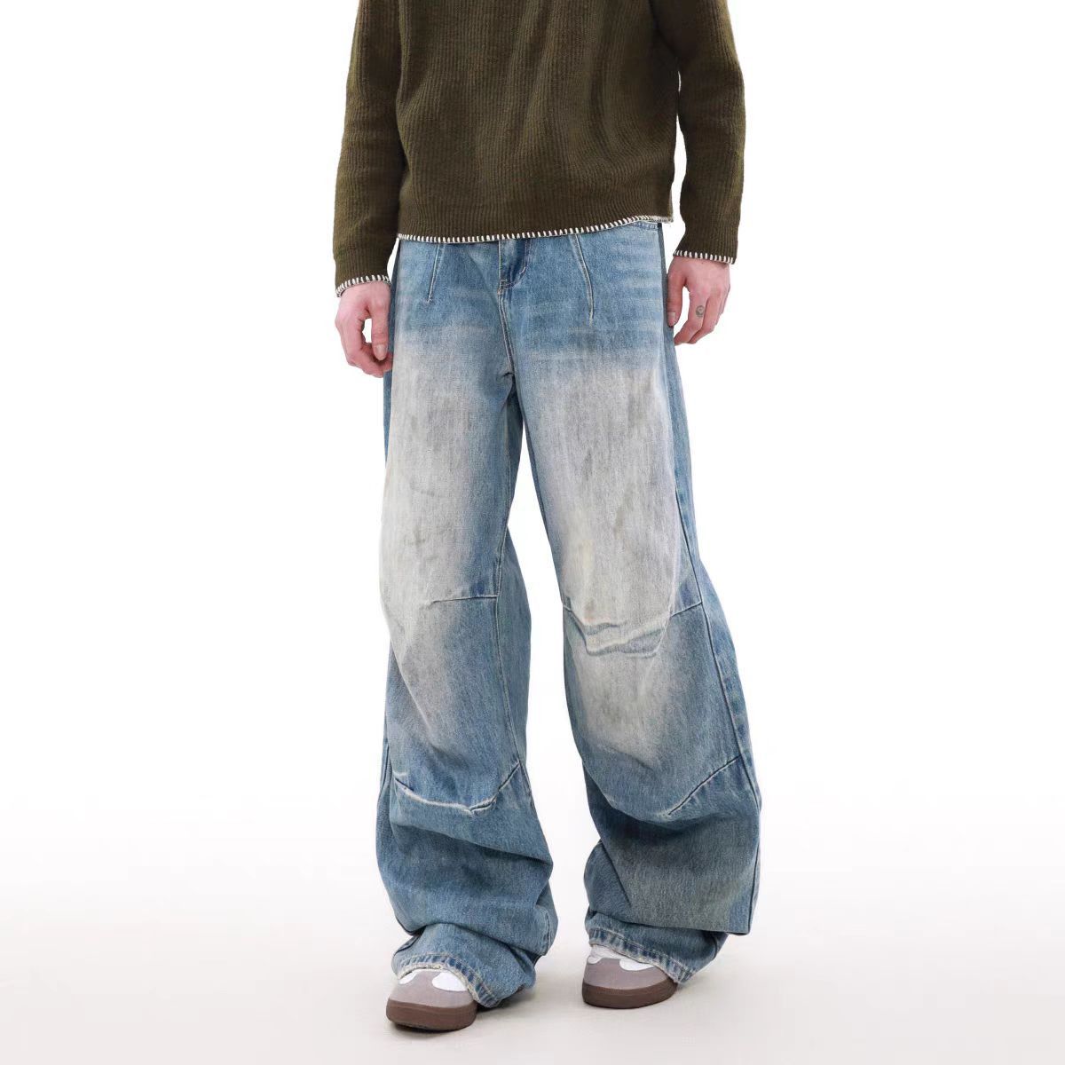 Japanese Brand × Jean Washed and frayed loose fit straight leg jeans Size US 32 / EU 48 - 1 Thumbnail