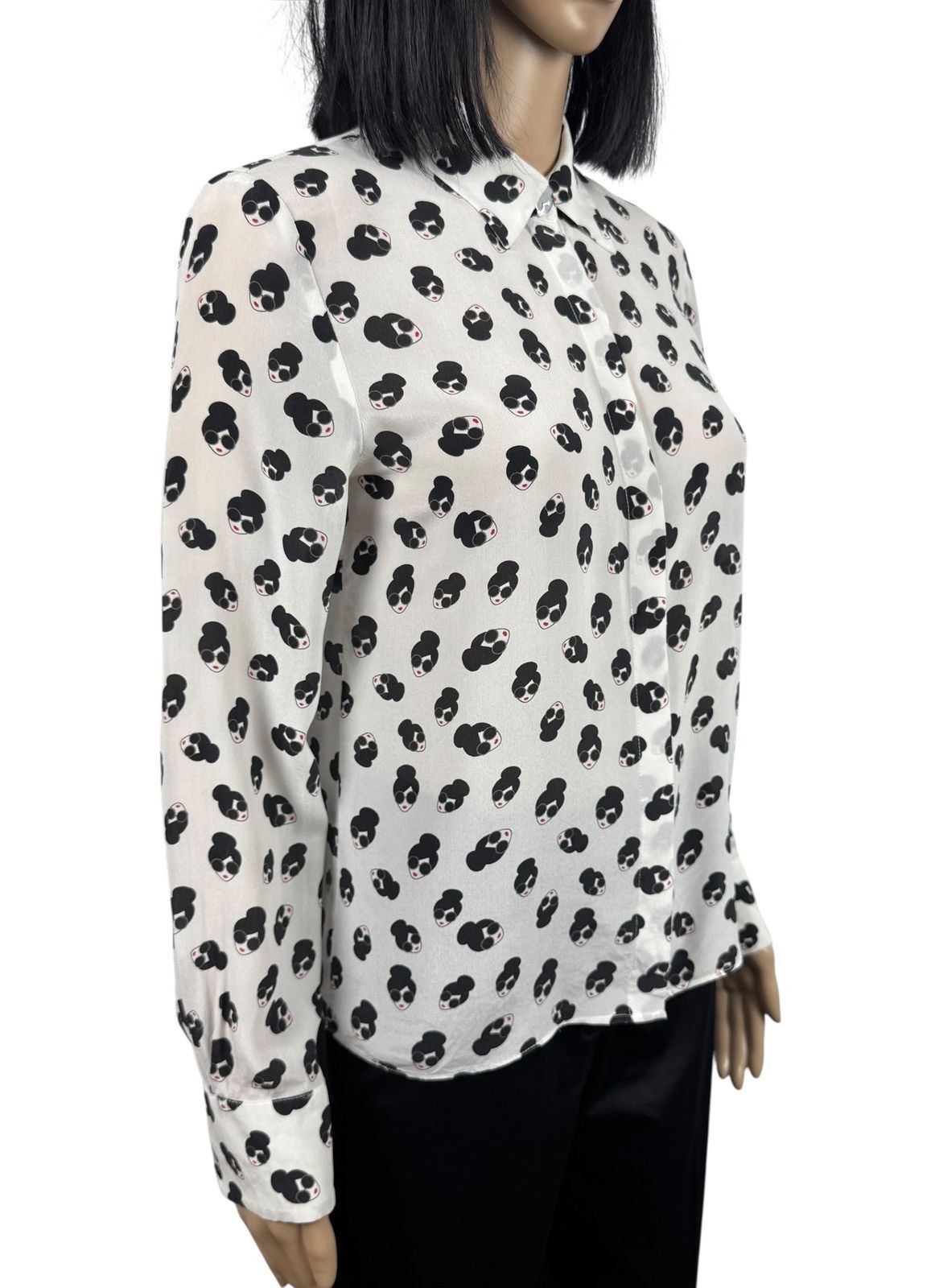Alice + Olivia Alice + Olivia Stace Face Willa Silk Blouse Button Up Size XS / US 0-2 / IT 36-38 - 4 Thumbnail