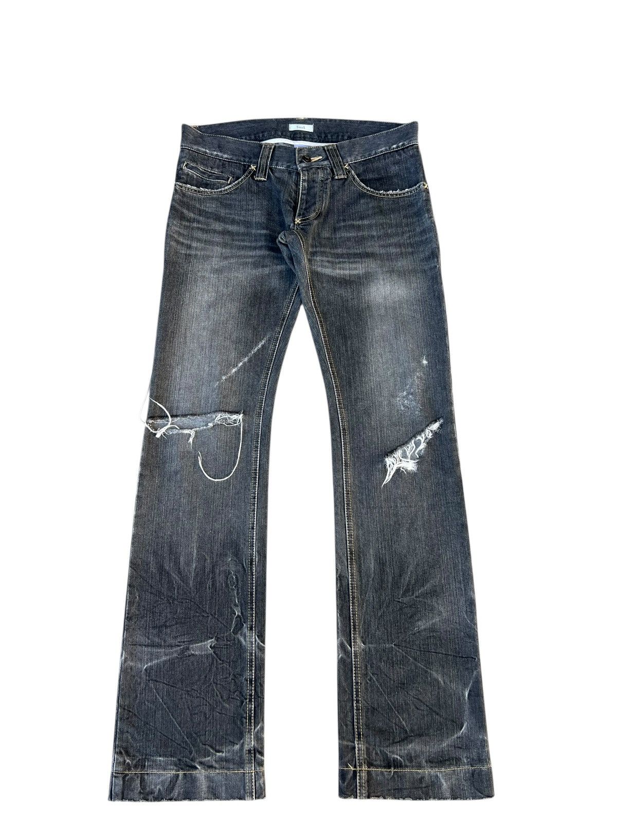 Vintage Souk Japan Ripped Distressed Denim Flare Jeans Size US 32 / EU 48 - 3 Thumbnail