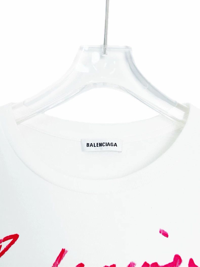 Balenciaga Balenciaga White Cursive Letter Printed Crewneck Short Sle Size US XS / EU 42 / 0 - 3 Thumbnail