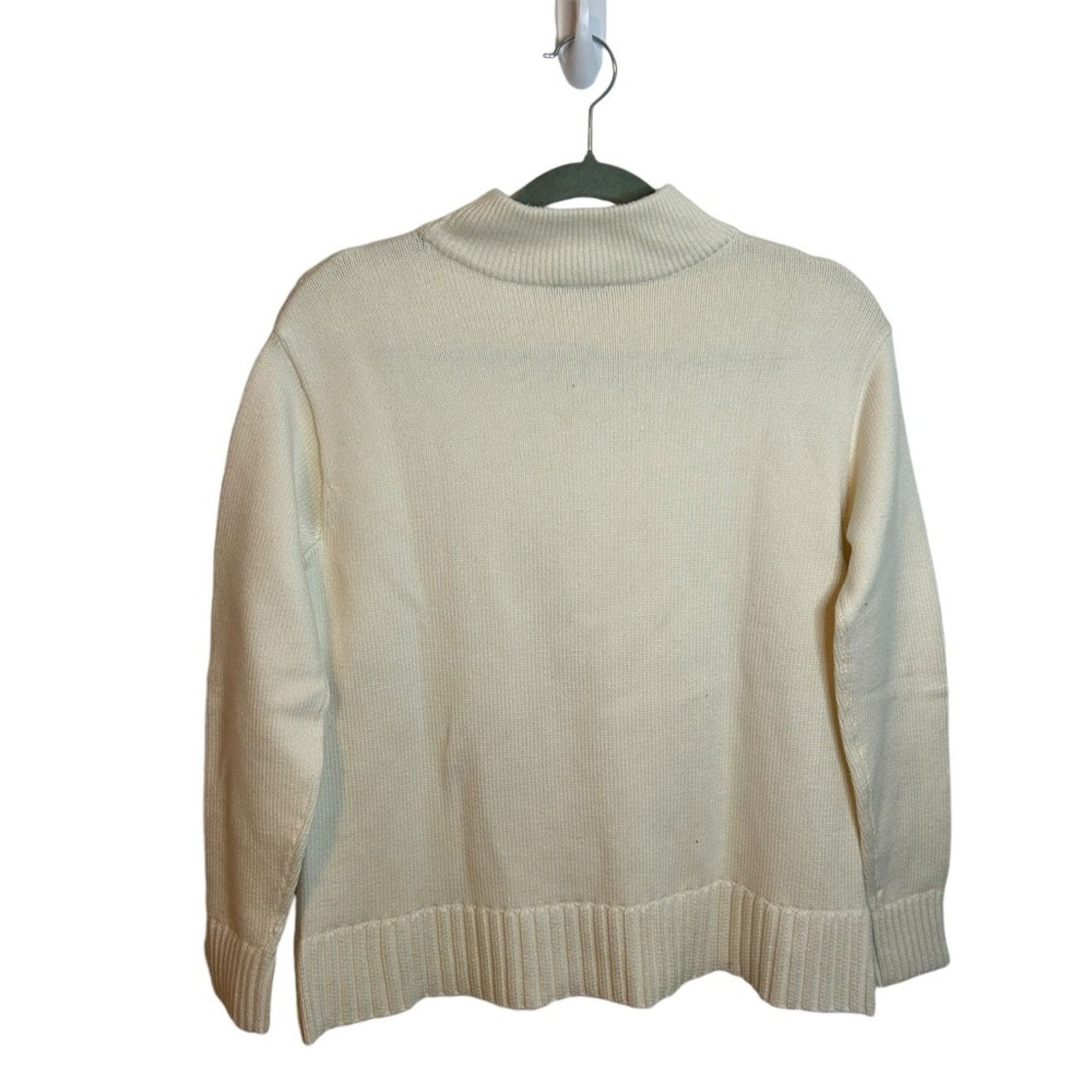 Other Talbots Cream Cable Knit Mock Neck Sweater Size XS / US 0-2 / IT 36-38 - 2 Thumbnail