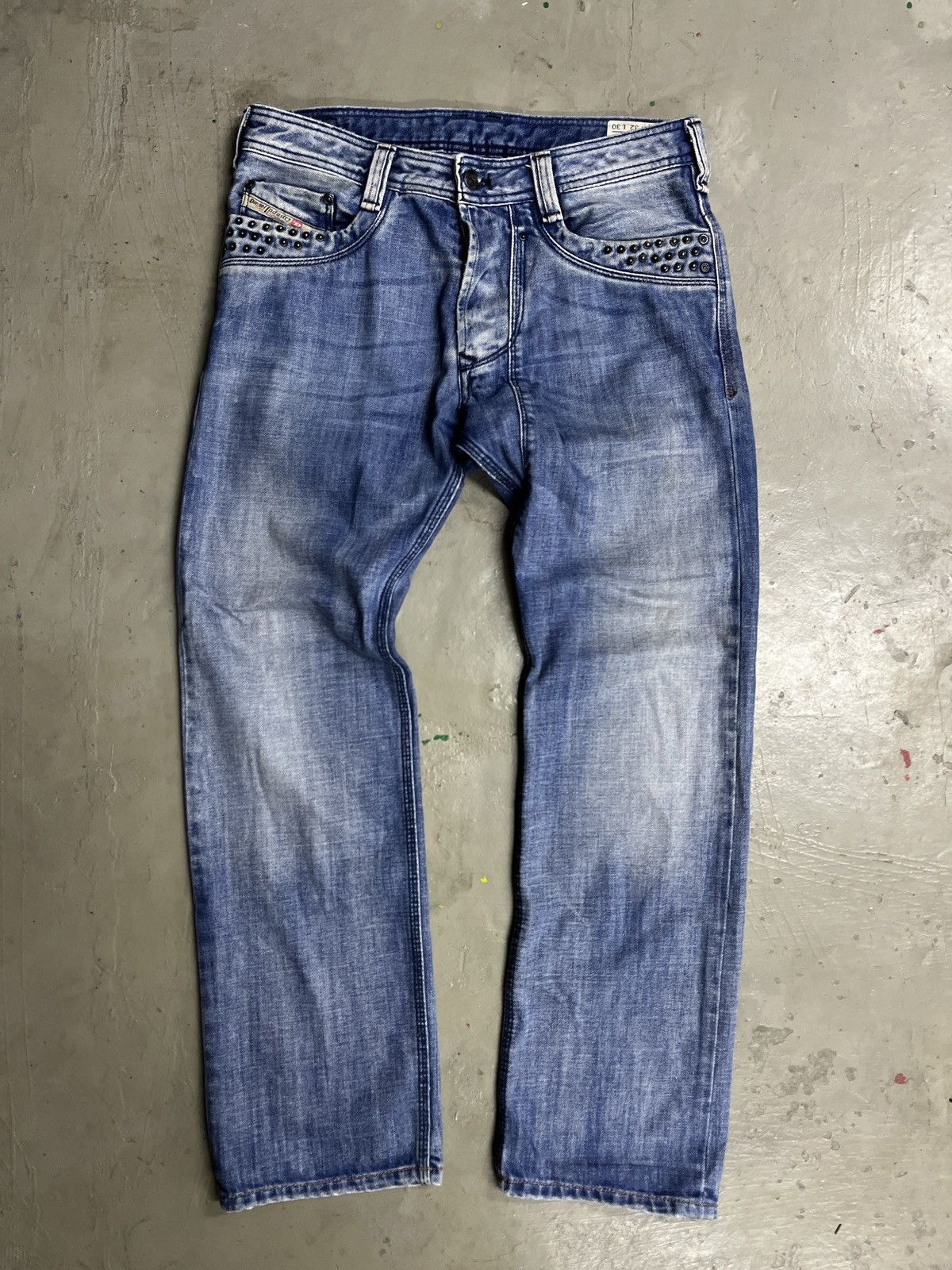 Diesel 2000s Diesel Punk Studded Washed Selvedge Denim Timmen Jeans Size US 32 / EU 48 - 2 Thumbnail