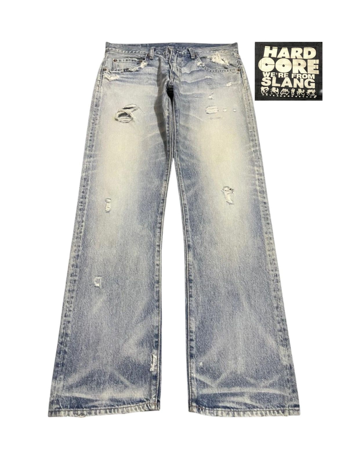 14th Addiction Vintage Japanese R.N.A Blue Bleached Distressed Loose Jeans Size US 34 / EU 50 - 1 Thumbnail