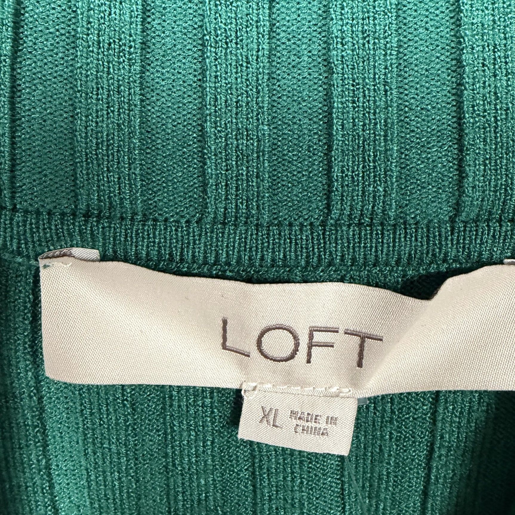 Loft LOFT Sweater Women's XL Green Mock Neck Ribbed Knit Minimalist Cozy Layering Size XL / US 12-14 / IT 48-50 - 6 Thumbnail