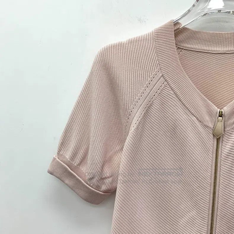 Hermes Hermes Light pink cotton round-neck short-sleeve zipper kn Size XS / US 0-2 / IT 36-38 - 3 Thumbnail