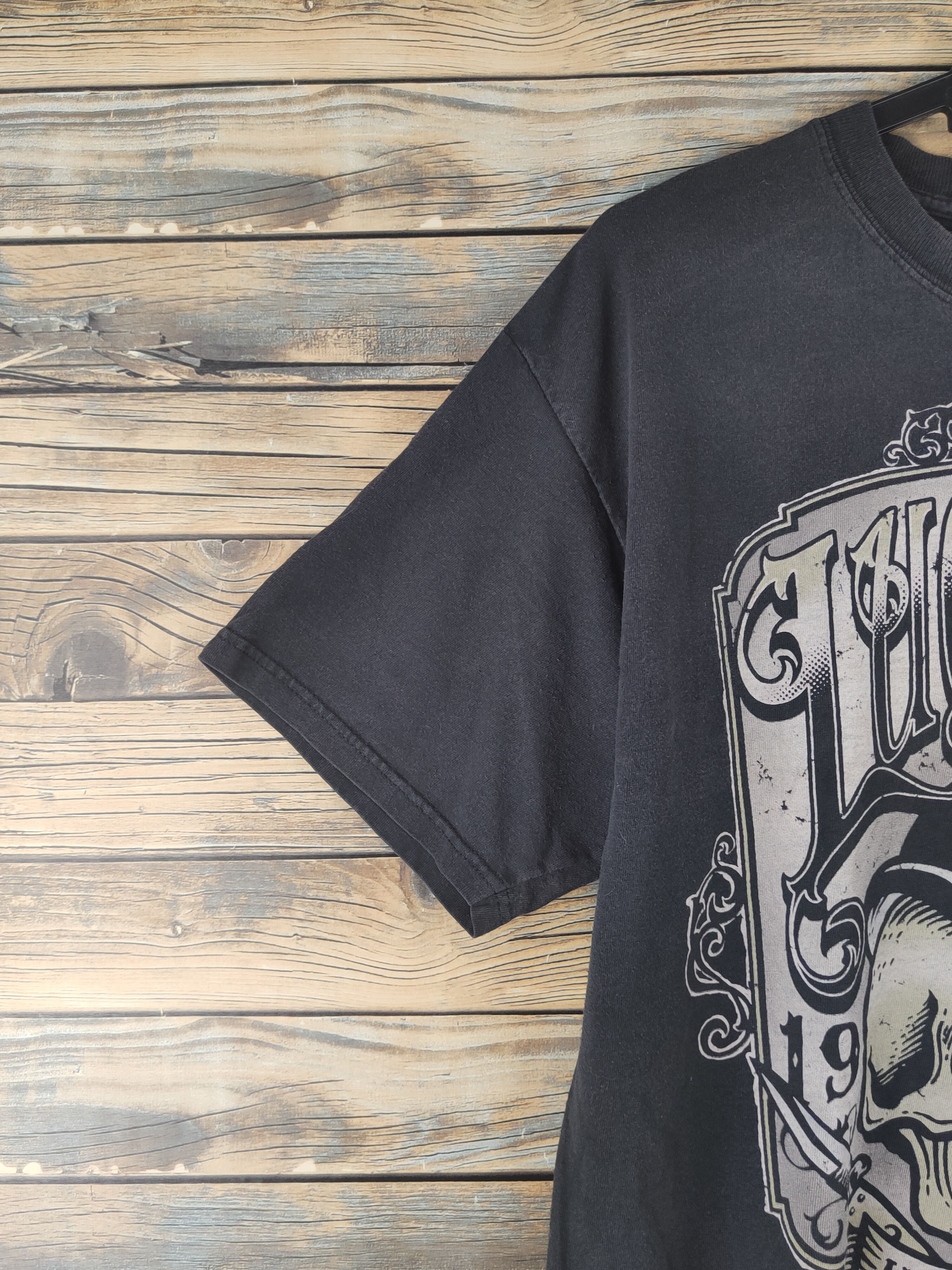 Japanese Brand Lucky 13 skull Black Short Sleeve T-shirts #S2862 Size US L / EU 52-54 / 3 - 5 Thumbnail