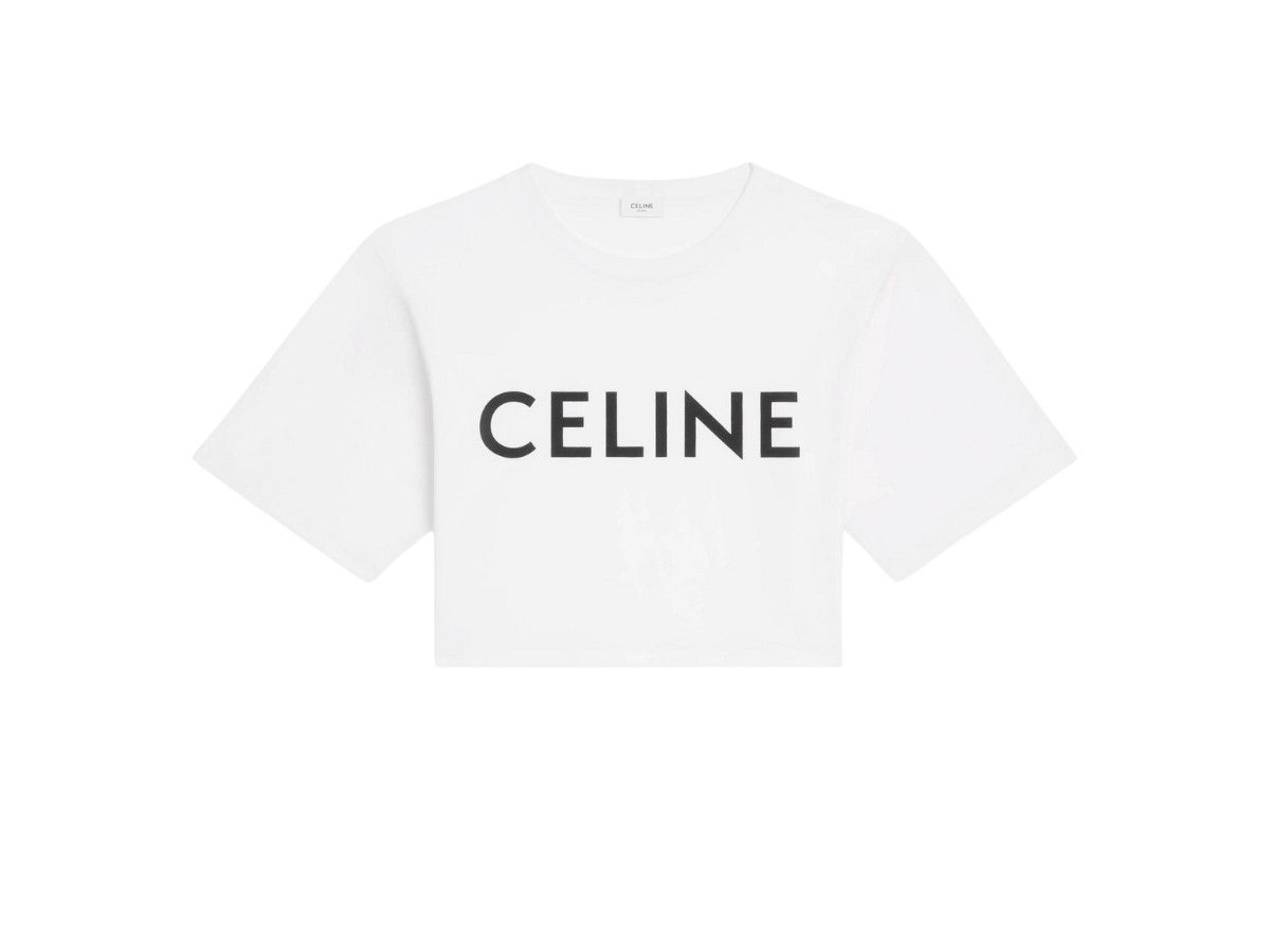 Celine o1bcso1str0326 2X761671Q Cropped T-Shirt in Ecru/Black Size M / US 6-8 / IT 42-44 - 1 Thumbnail