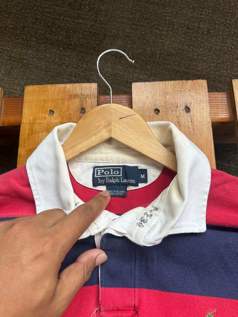 Polo Ralph Lauren × Ralph Lauren × Vintage POLO RALPH LAUREN STRIPE RUGBY SHIRT SHORT SLEEVE Size US M / EU 48-50 / 2 - 3 Thumbnail