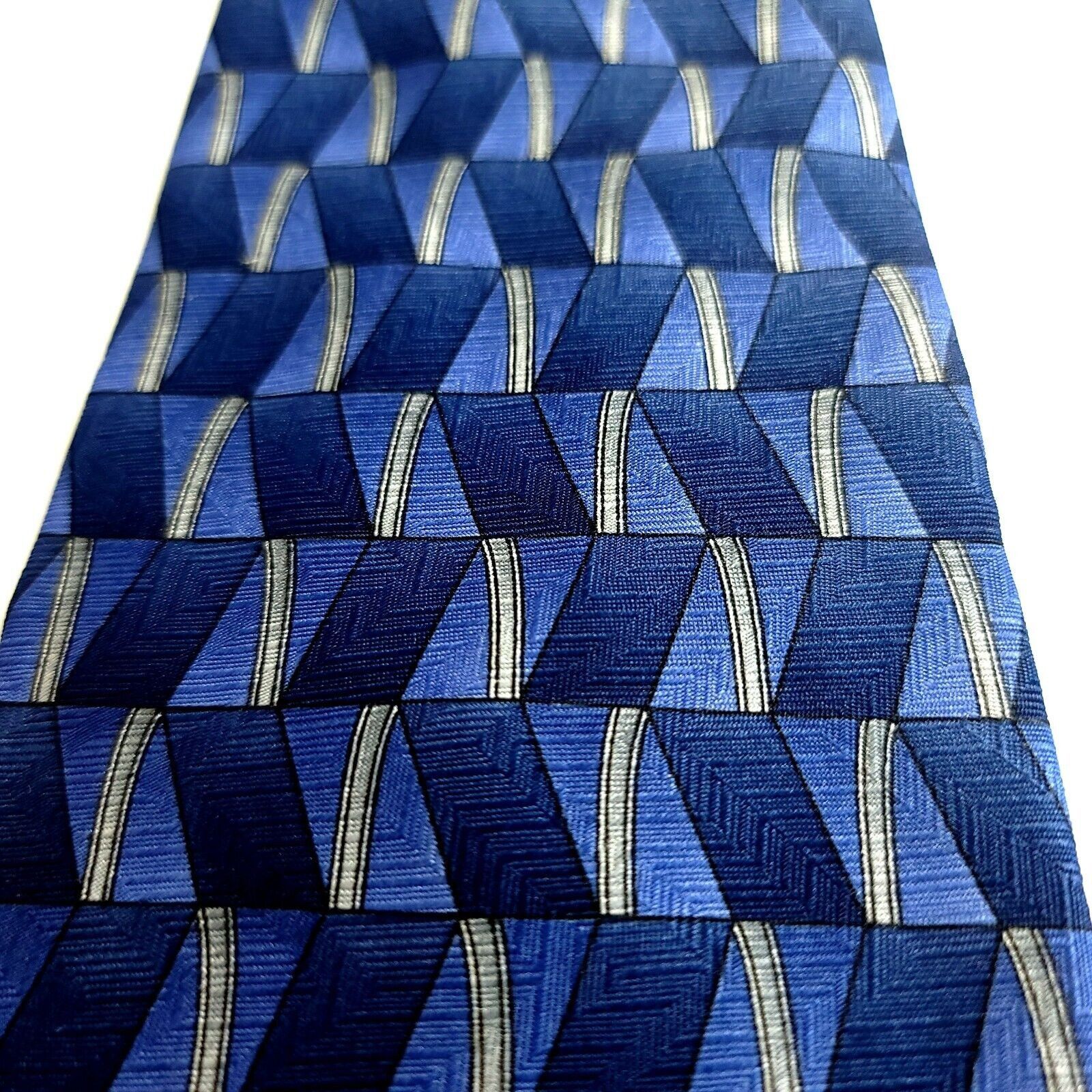 Towncraft Towncraft Blue Geometric Abstract Print Wide Polyester Tie Size ONE SIZE - 2 Thumbnail