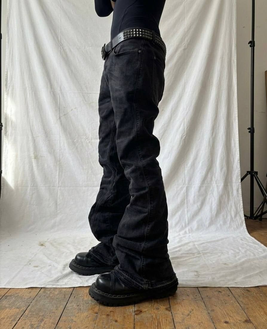 Japanese Brand Custom Black Baggy Distressed Jeans Painted Wide Leg Size US 31 - 1 Thumbnail