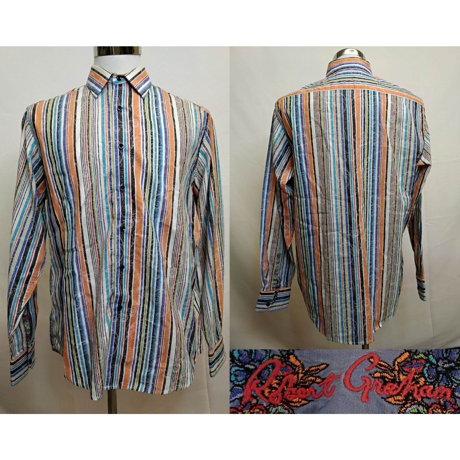 Robert Graham Robert Graham Button Up Shirt Men's L Multicolor Stripe Size US L / EU 52-54 / 3 - 1 Thumbnail