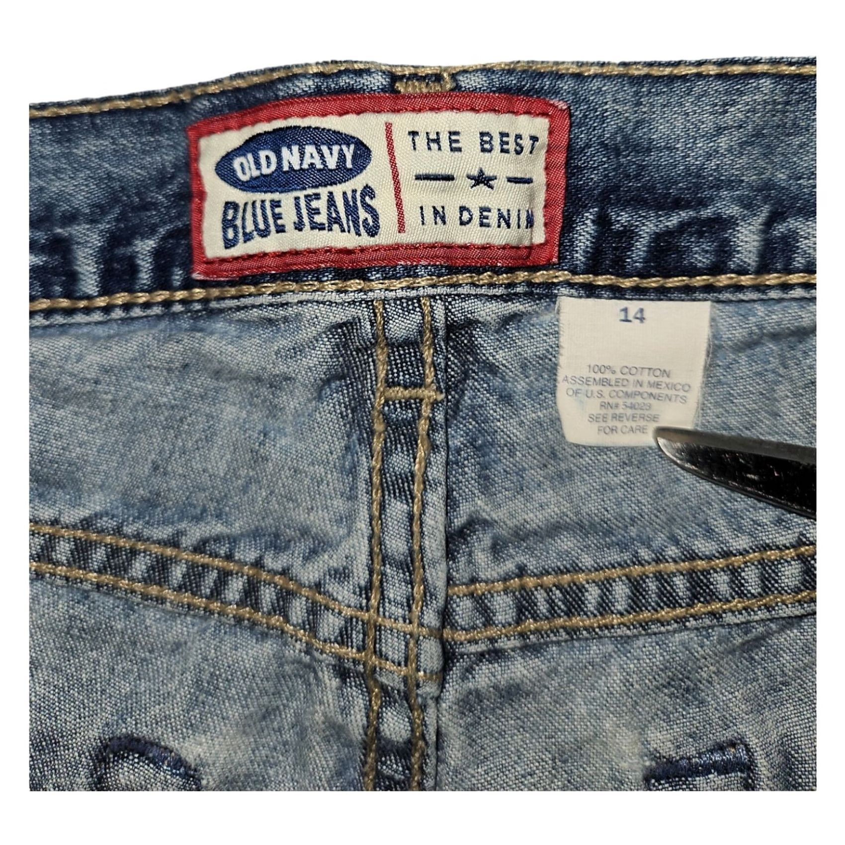 Old Navy VINTAGE Old Navy Jeans Flared 14 Regular Women Blue Denim Cotton 90s Hippie Retro Pockets Size 36" / US 14 / IT 50 - 2 Thumbnail
