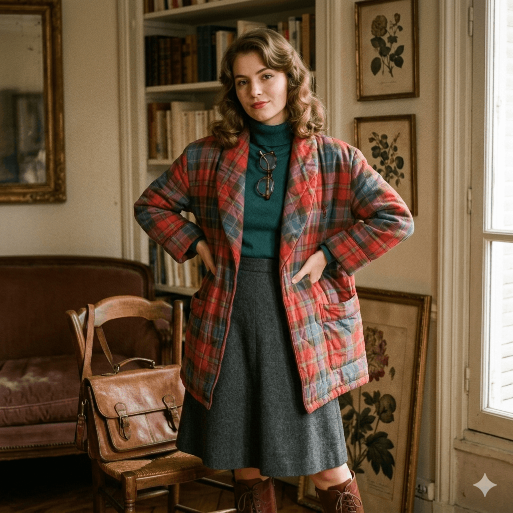 Yves Saint Laurent Vintage Yves Saint Laurent YSL Kimono Tartan Kimono Jacket Size S / US 4 / IT 40 - 1 Thumbnail