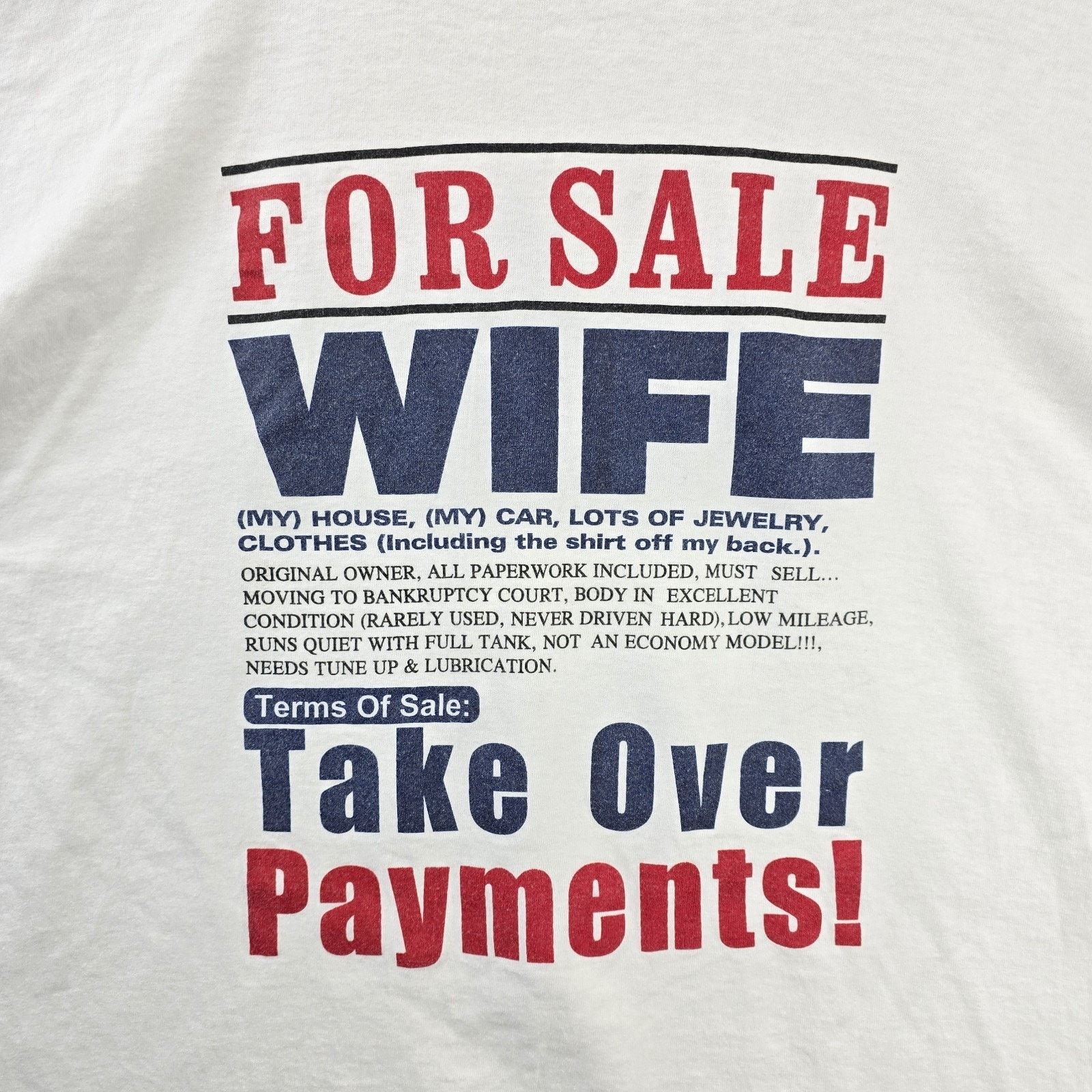 Tultex Vintage Wife For Sale Shirt XL White Funny Dad Mom Joke Size US XL / EU 56 / 4 - 3 Thumbnail