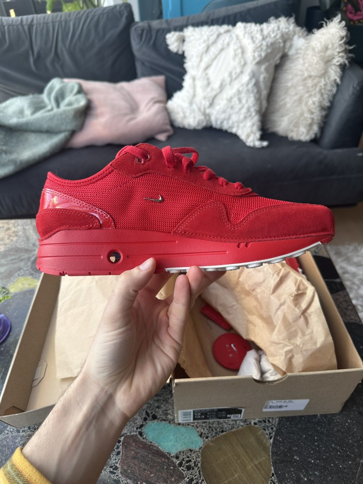 Jacquemus × Nike Air Max 1 x Jacquemus red Size US 12 / EU 45 - 7 Thumbnail