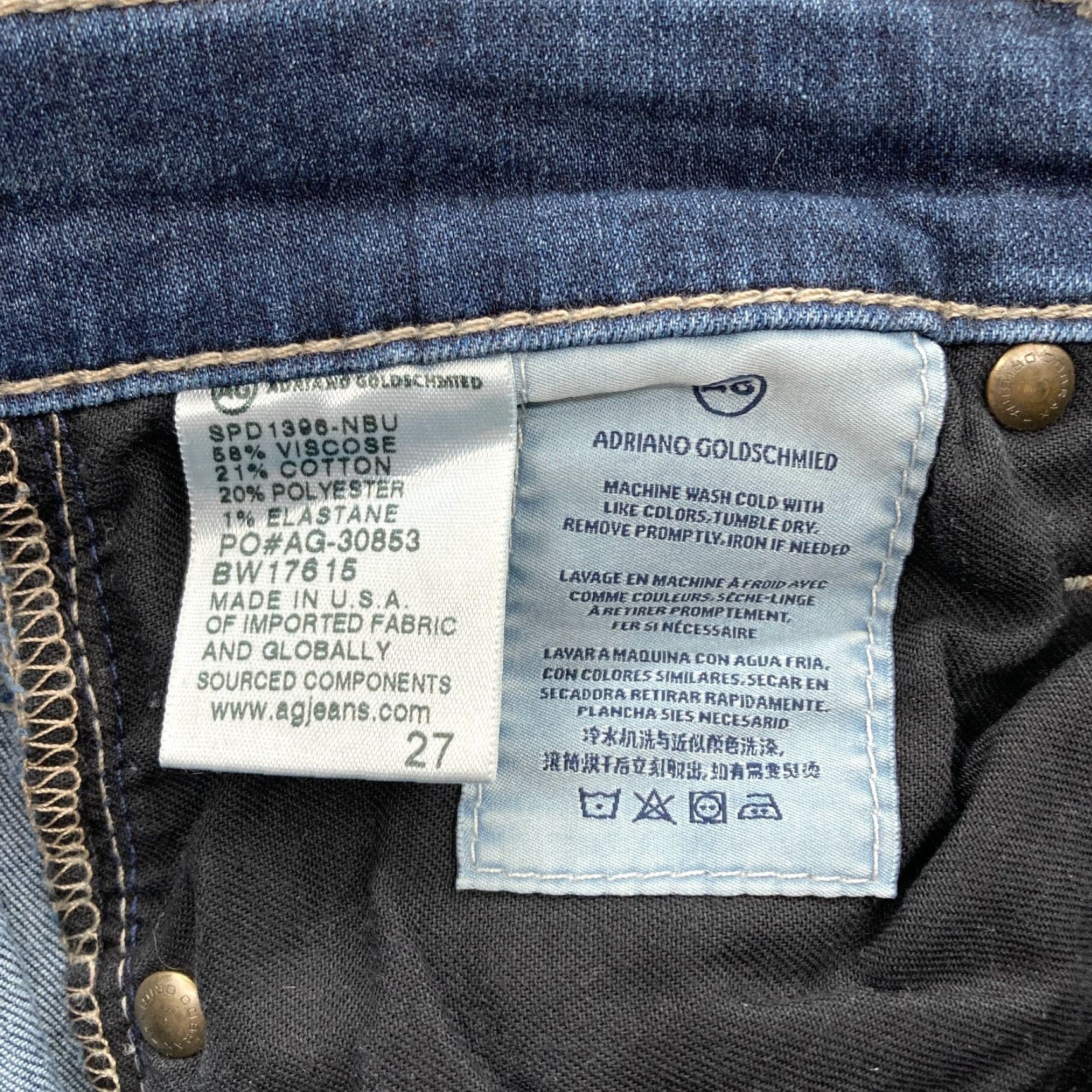 Farah AG Adriano Goldschmied The Farrah Skinny Crop Women's 27 Dark Blue Denim Jeans Size 27" / US 4 / IT 40 - 5 Thumbnail