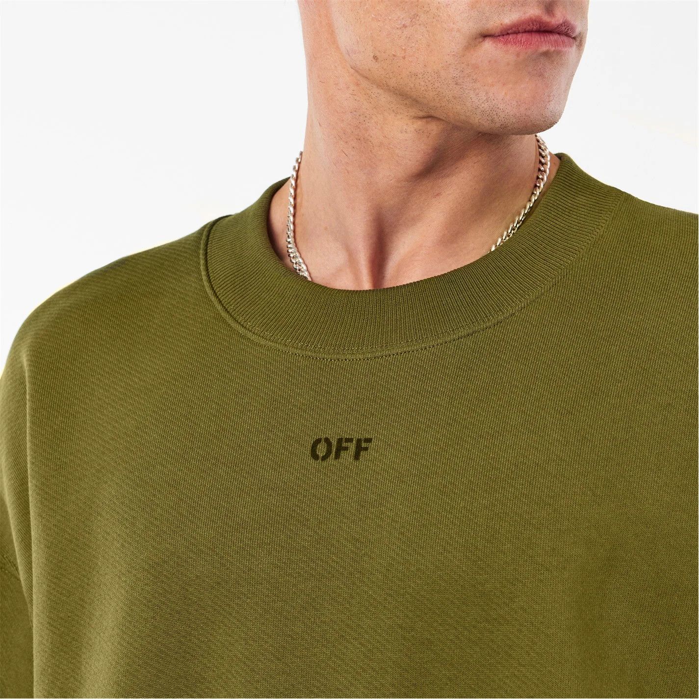 Off-White o1g2r1mq0226 Skate Relaxed Fit Crew Sweatshirt Olive Green Size US XS / EU 42 / 0 - 5 Thumbnail