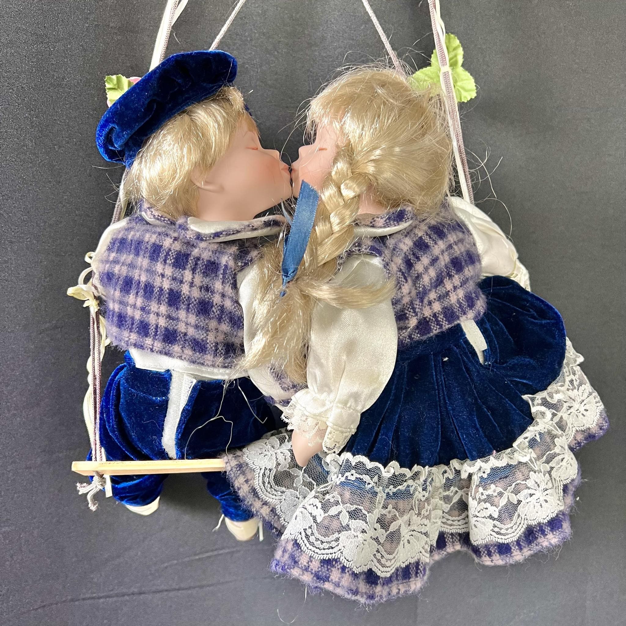 Vintage Vintage Porcelain Dolls Boy Girl Sitting on Swing Size ONE SIZE - 4 Thumbnail