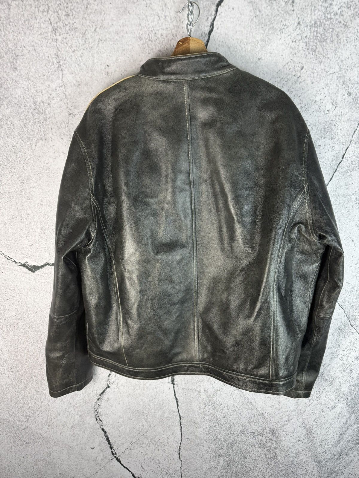 Other Vintage Y2K Washed Leather Racing Track Jacket Size US L / EU 52-54 / 3 - 2 Thumbnail