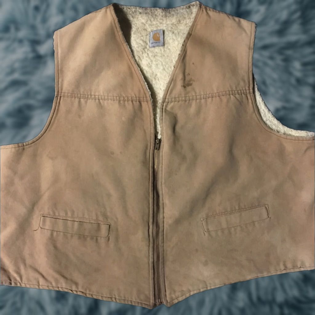 Carhartt Vtg Carhartt Faded Distress Sherpa Lined Vest 3XL USA Beige Carhartt J140 Mens Vest 70s 80s Grunge Biker Punk USA Size US XXL / EU 58 / 5 - 1 Thumbnail