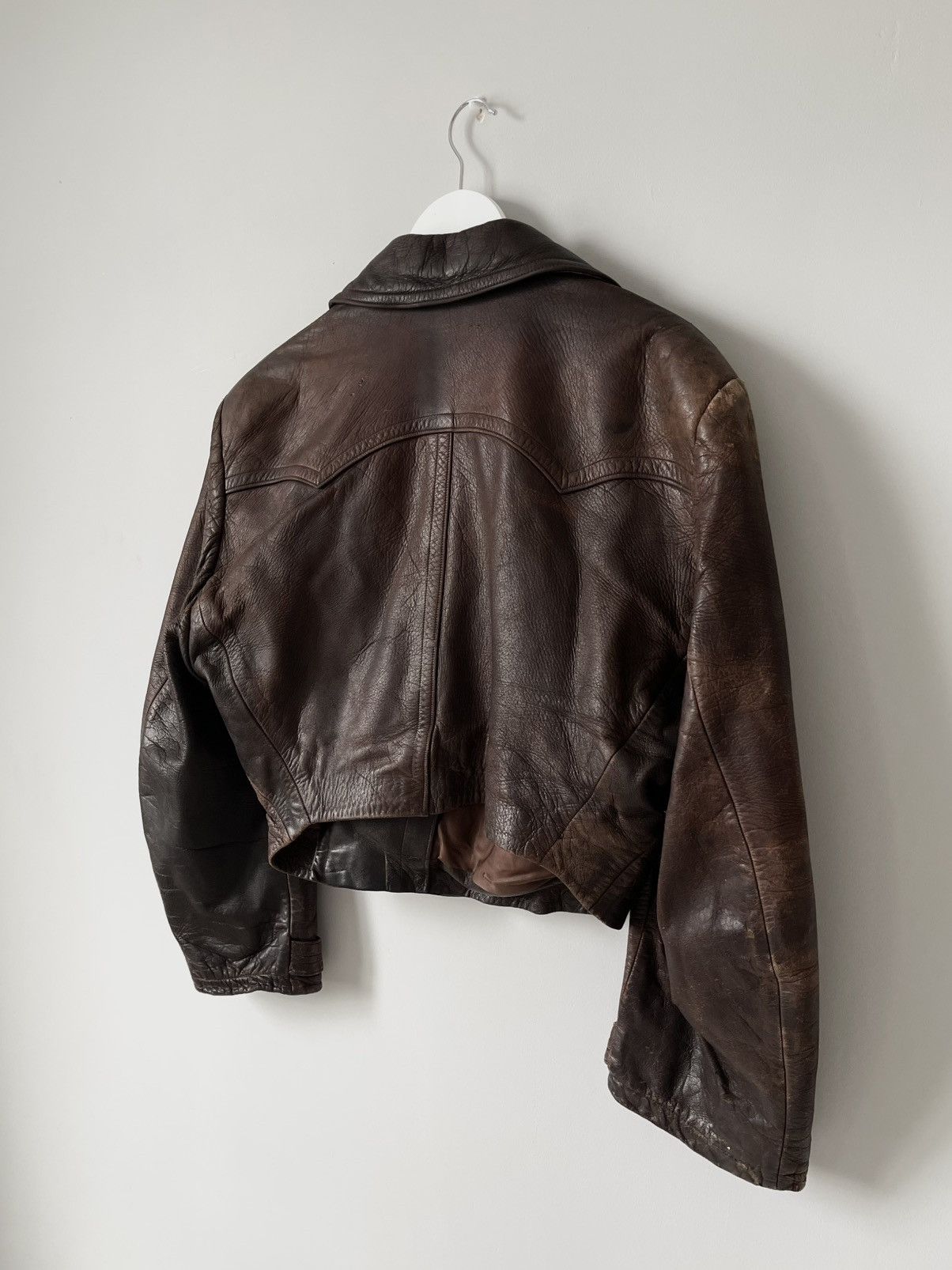 Vintage Vintage 1950's Germany Cowhide Leather Cropped Moto Jacket Size US L / EU 52-54 / 3 - 9 Thumbnail