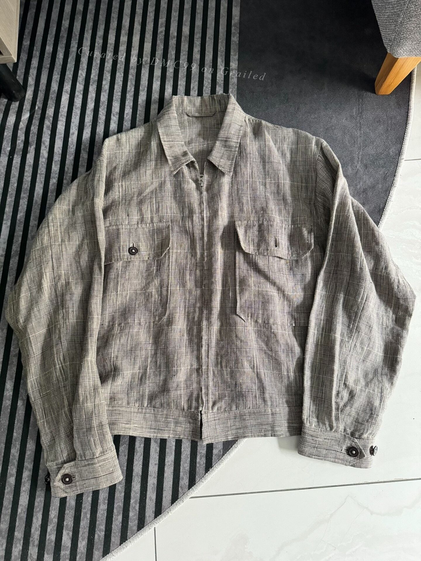 Kaptain Sunshine Kaptain Sunshine 23FW Linen Plaid Zip Jacket Size US M / EU 48-50 / 2 - 1 Thumbnail