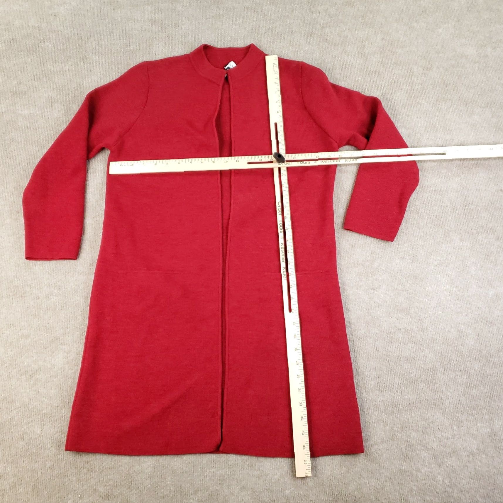 Eileen Fisher VINTAGE Eileen Fisher Cardigan Sweater Womens M Red Open Front Pockets Holes Size M / US 6-8 / IT 42-44 - 2 Thumbnail
