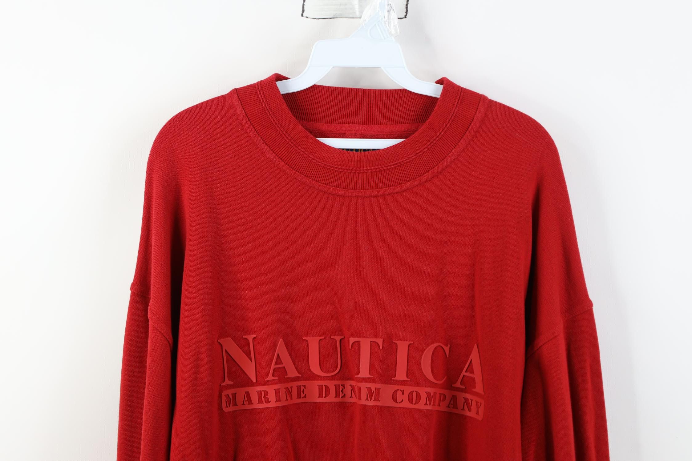Nautica Vintage 90s Nautica Marine French Terry Sweatshirt Red Size US L / EU 52-54 / 3 - 2 Thumbnail