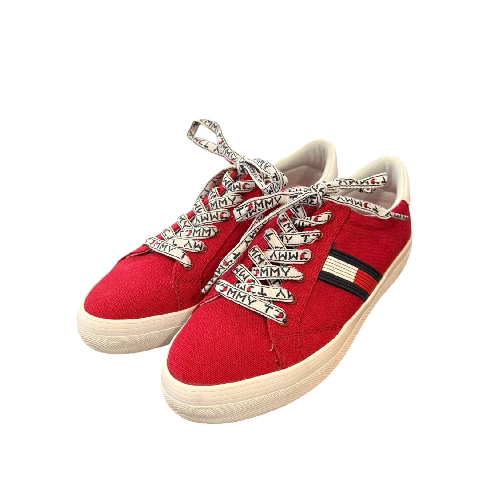 Tommy Hilfiger VINTAGE? Wait. The item isn’t vintage per rules. The title: "Tommy Hilfiger Fantim Canvas Logo Low Top Sneakers - Size 10 - Red - Women" Size L / US 10 / IT 46 - 2 Thumbnail