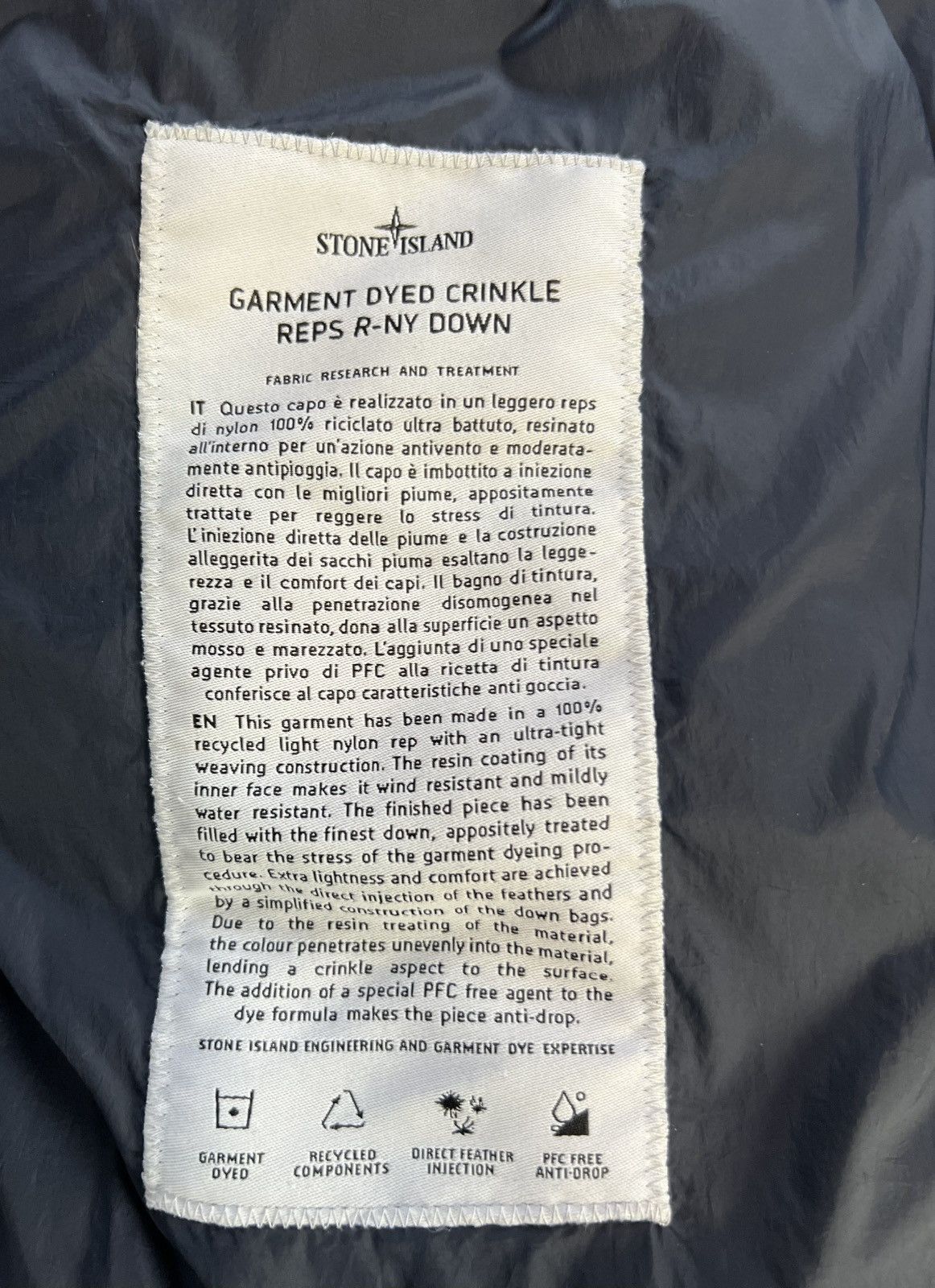 Stone Island Stone Island | Garment Dyed R-NY Down | Dark Navy | Size XXL Size US XXL / EU 58 / 5 - 16 Thumbnail