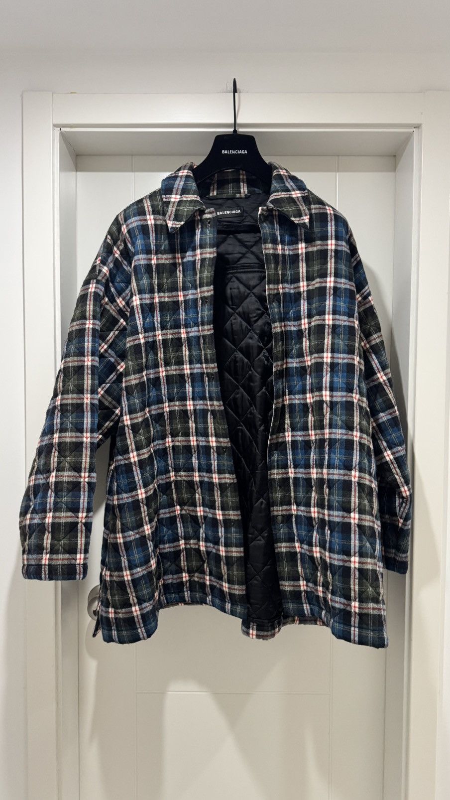 Balenciaga Balenciaga Check Pattern Padded Overshirt Size US S / EU 44-46 / 1 - 2 Thumbnail
