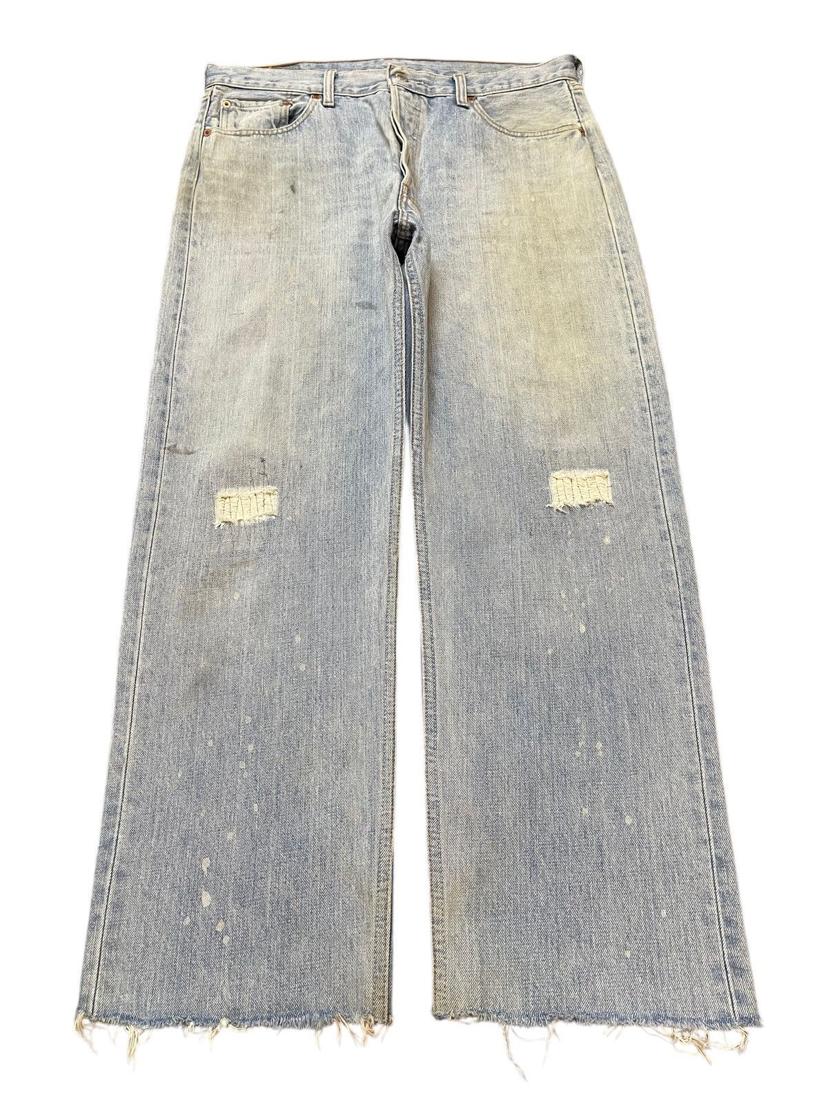 Levi's Vintage 90s Levis 501 Mud Wash Faded Distress Wide Leg Baggy Size US 34 / EU 50 - 1 Thumbnail