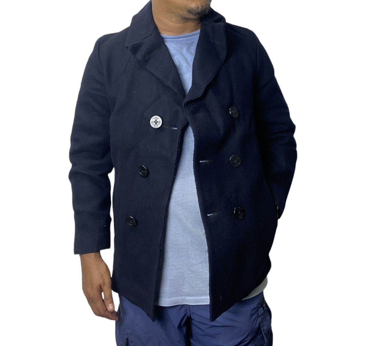 CABANE de ZUCCa × Issey Miyake 🔥Zucca x Issey Miyake Double Breasted Navy Pea Coat Size US S / EU 44-46 / 1 - 13 Thumbnail