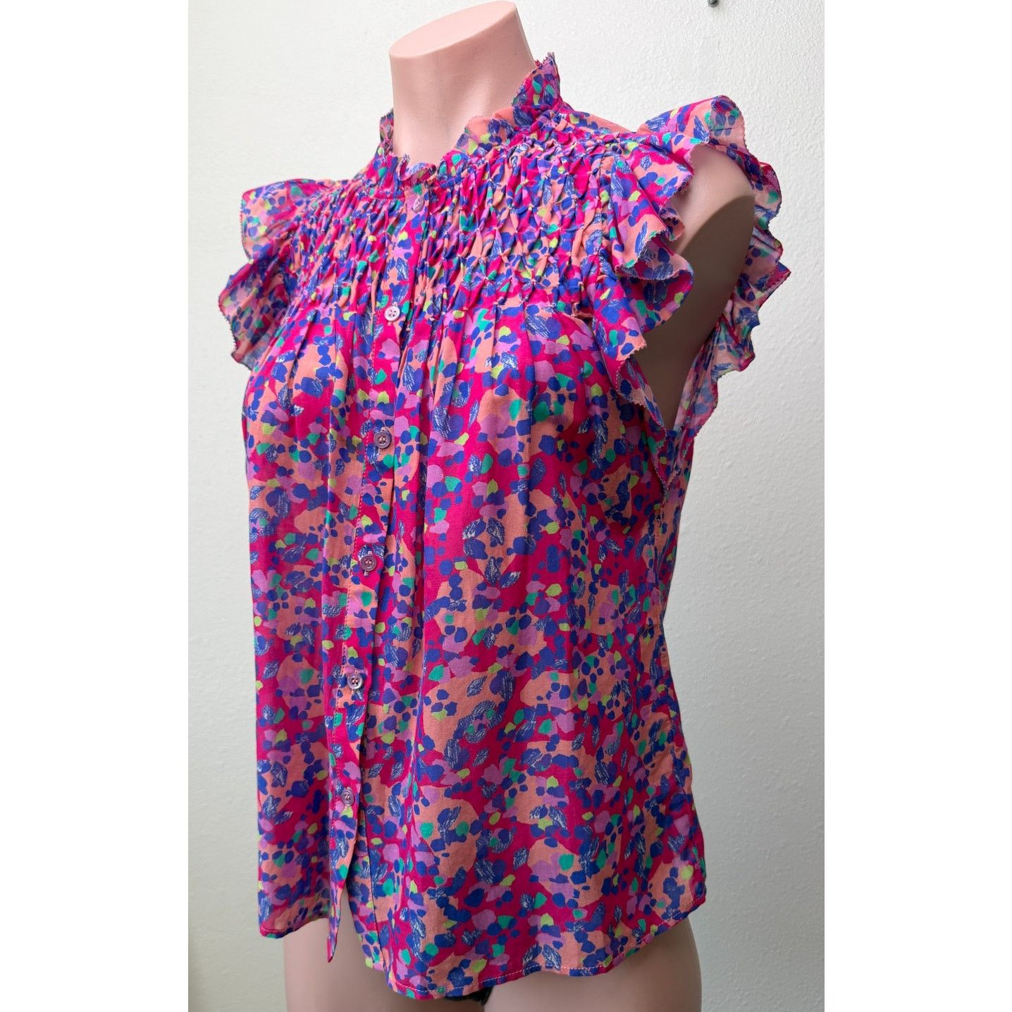 Other Caballero Evelyn Multi Dot Ruffle Top Women XS Pink Size XS / US 0-2 / IT 36-38 - 2 Thumbnail