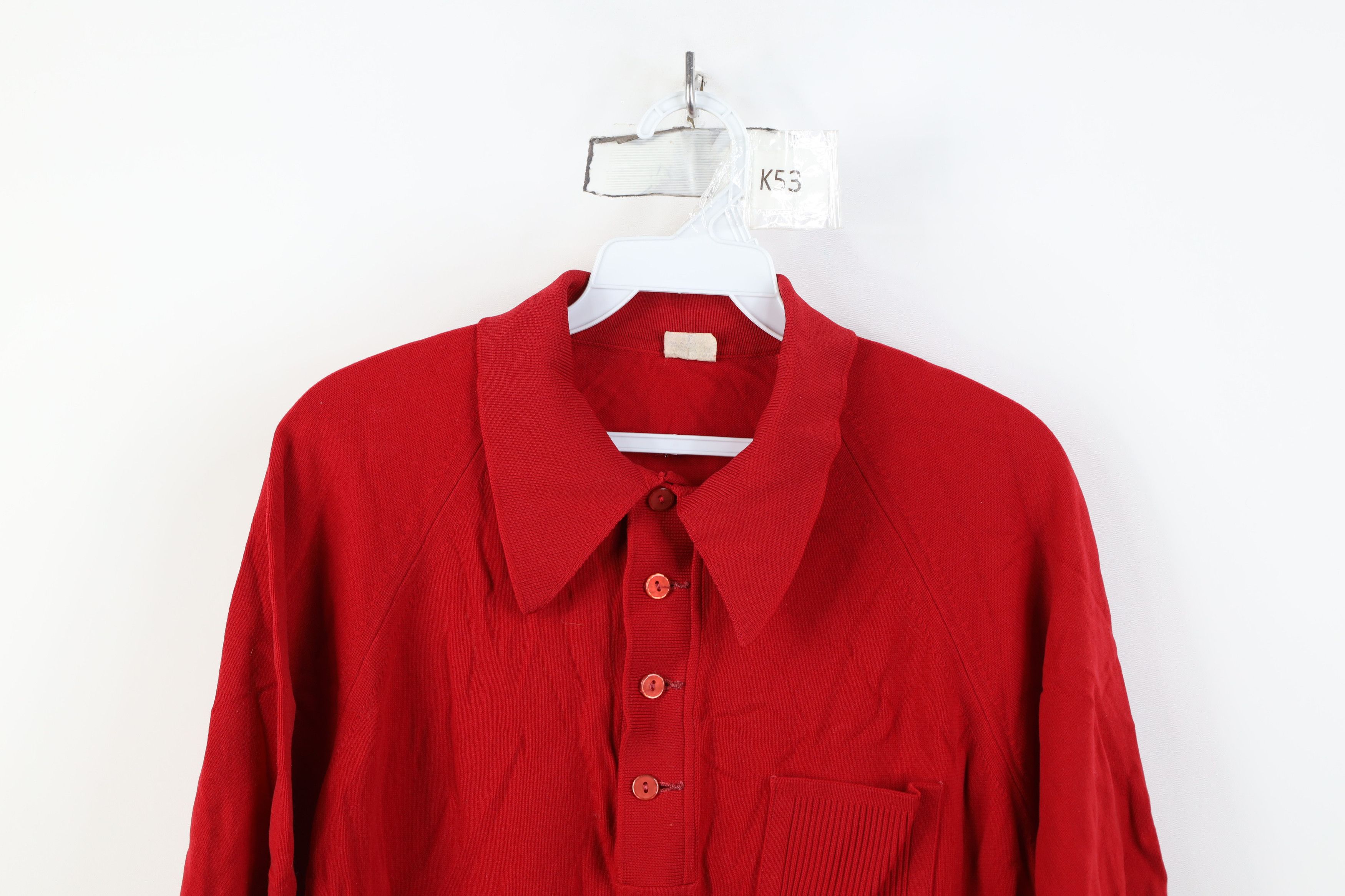 Vintage Vintage 50s 60s Streetwear Knit Collared Pullover Polo Red Size US L / EU 52-54 / 3 - 2 Thumbnail