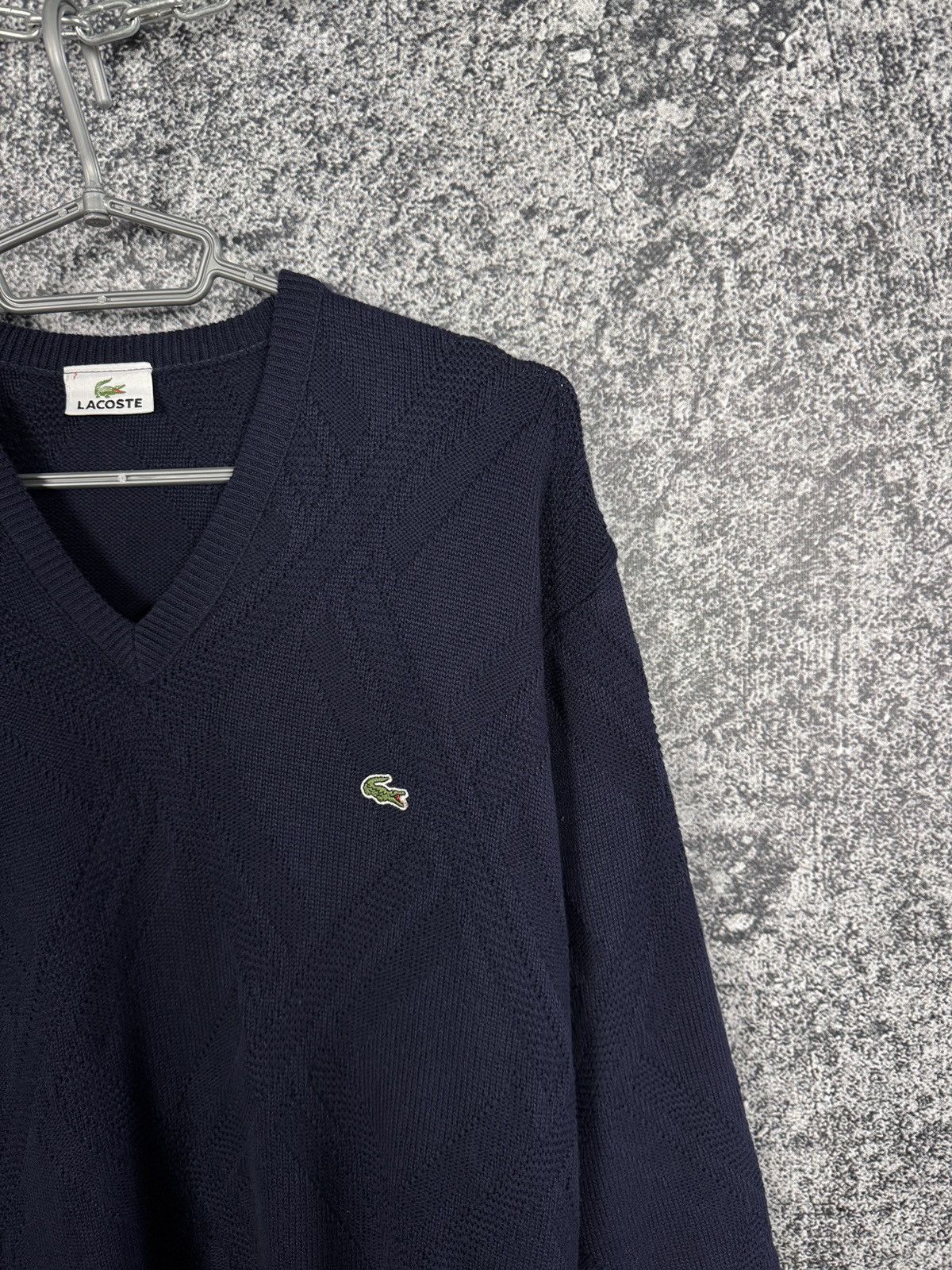 Lacoste Lacoste Vintage V-Neck Knit Sweater Pullover Blue Size 7 Size US XL / EU 56 / 4 - 2 Thumbnail