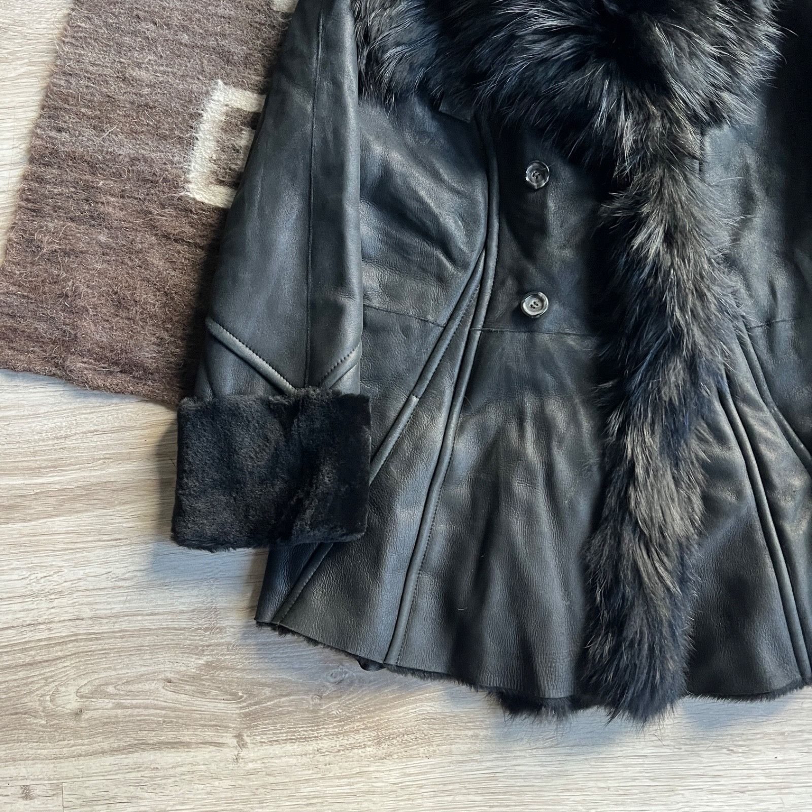 Leather Marc Cain Leather Shearling Fur Collar Coat 9777AC Size M / US 6-8 / IT 42-44 - 8 Thumbnail