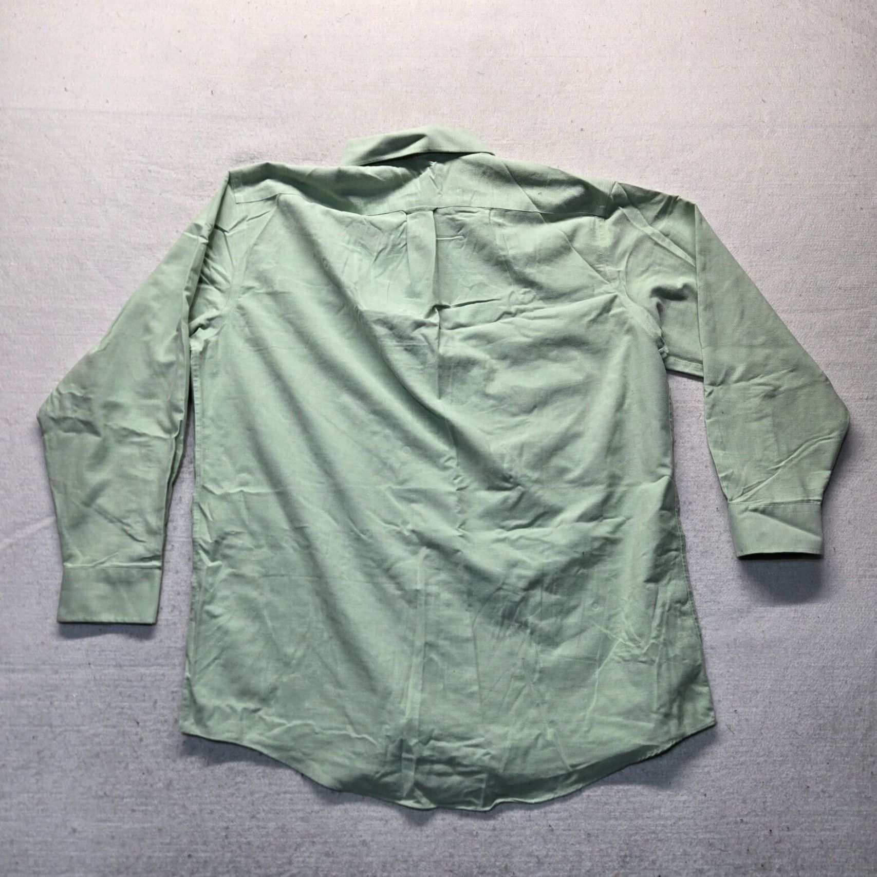 Stafford VINTAGE Stafford Men's Solid Green Cotton Shirt Long Sleeve Button-Up 17.5 Regular Fit Size US XL / EU 56 / 4 - 7 Thumbnail